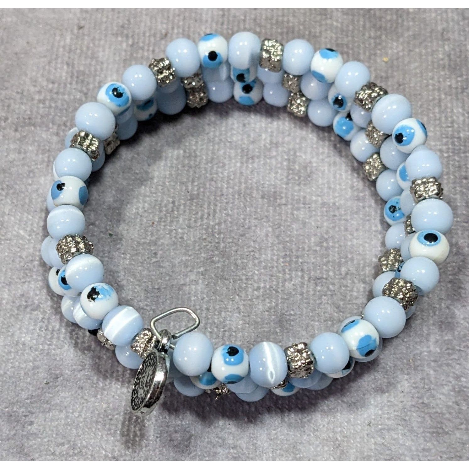 Other Bohemian Evil Eye Light Blue Glass And Silver Tone Beaded Co Size ONE SIZE - 6 Thumbnail
