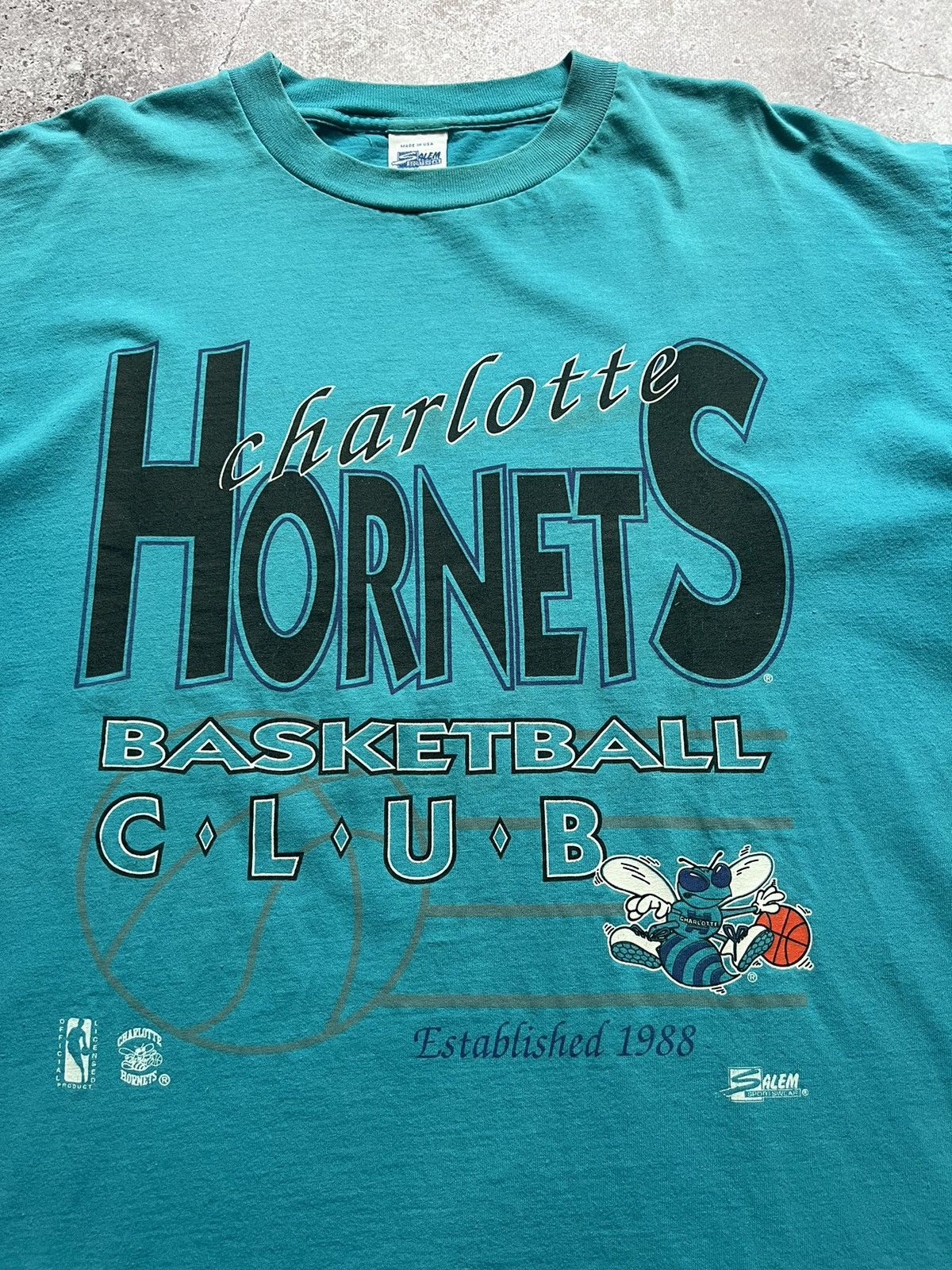 NBA × Vintage Vintage Charlotte Hornets 1988 single stich t shirt Size US XL / EU 56 / 4 - 4 Thumbnail