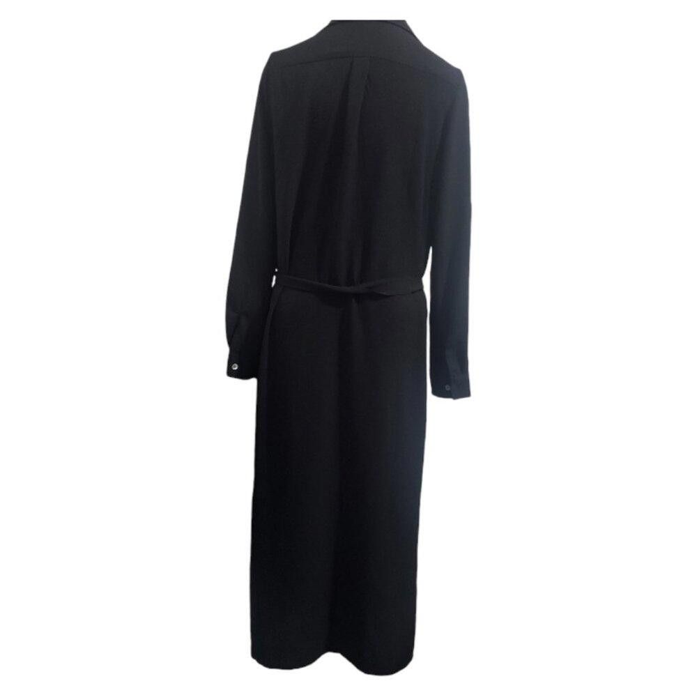 Designer CT1847 Spin Black Button Down Duster with Belt Strap S Size S / US 4 / IT 40 - 7 Thumbnail