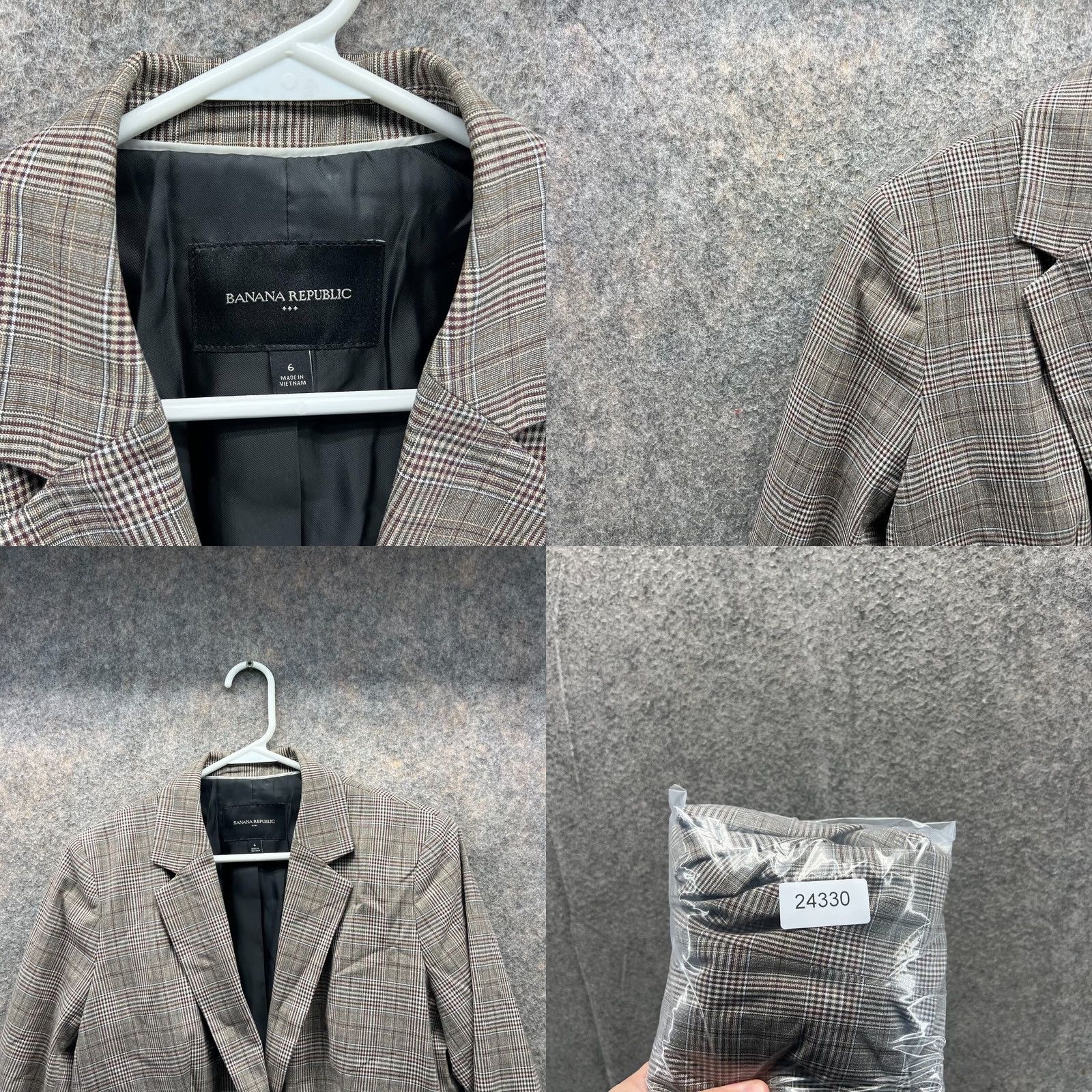 Banana Republic Banana Republic Blazer Women 6 Beige Wool Plaid Check Single-Breasted Jacket Shirt Style Size M / US 6-8 / IT 42-44 - 8 Thumbnail