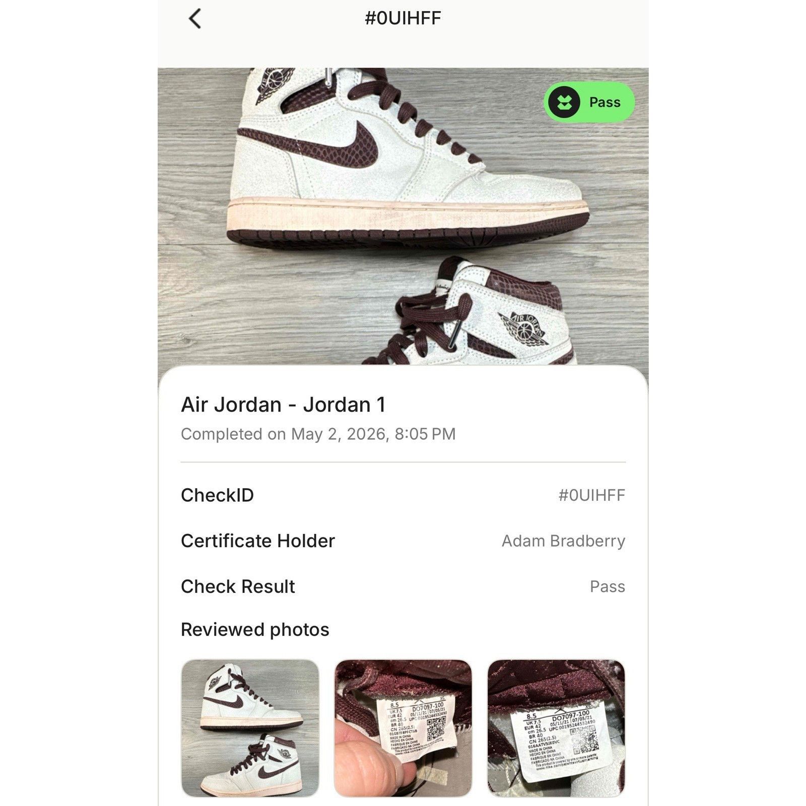 A Ma Maniere × Jordan Brand Jordan 1 OG x A Ma Maniere High Airness - Size 8.5 Size US 8.5 / EU 41-42 - 8 Thumbnail