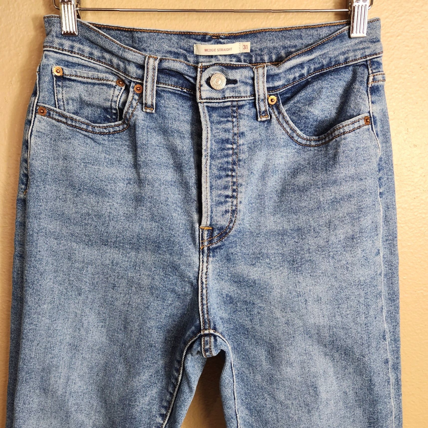 Levi's Levi's Wedgie Fit Jeans |31x28| Button Fly Straight Denim Blue 90s Womens Levis Size 24" / US 00 / IT 34 - 2 Thumbnail