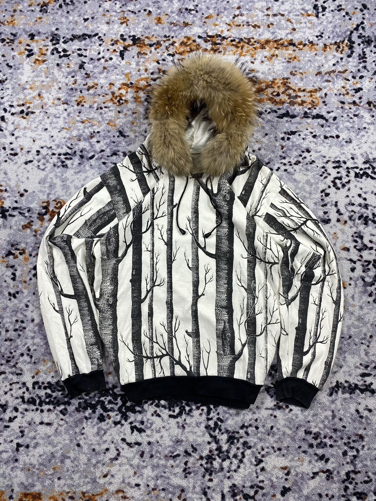 Japanese Brand VTG unknown fur hoodie all over print ifsixwasnine lgb style Size US M / EU 48-50 / 2 - 1 Thumbnail