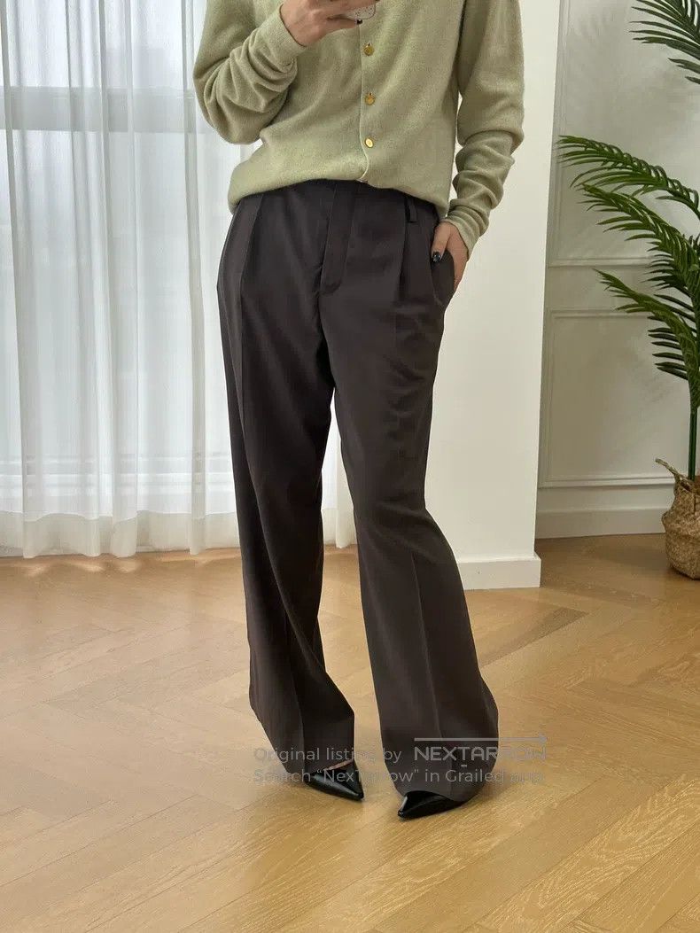 Hermes Hermes Crepe Fine Wool Straight Leg Business Pants, Dark C Size 25" / US 0 / IT 36 - 3 Thumbnail