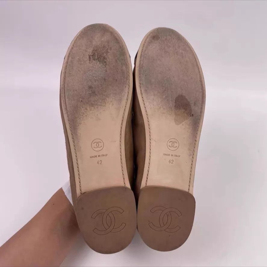 Chanel Chanel Women's Velvet Mary Janes Khaki & Black 42 Size US 11.5 / IT 41.5 - 3 Thumbnail