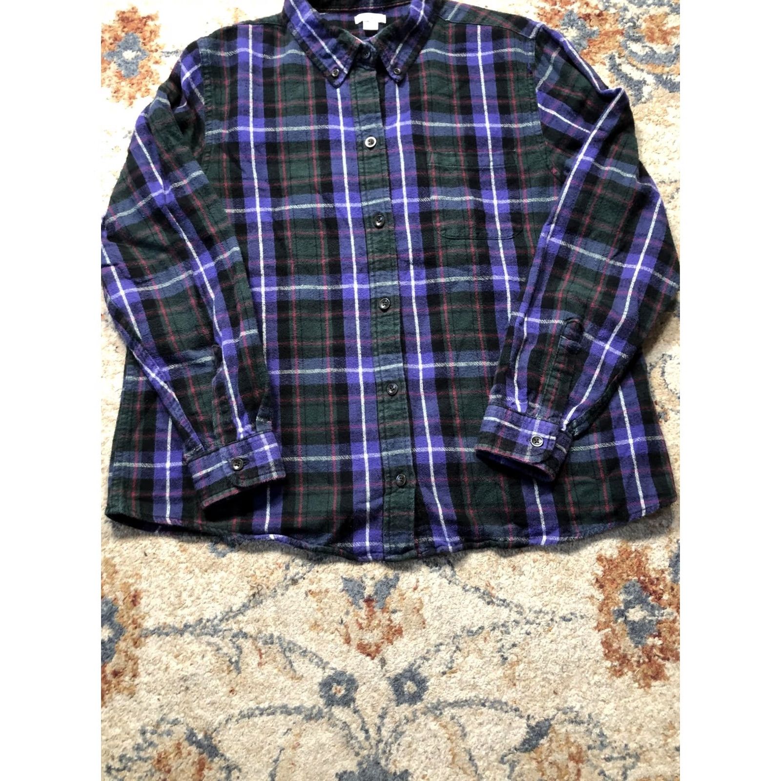 Vintage L.L.Bean Shirt Womens Petite Large Green Plaid Flannel Button Front Long Sleeve Size L / US 10 / IT 46 - 5 Thumbnail