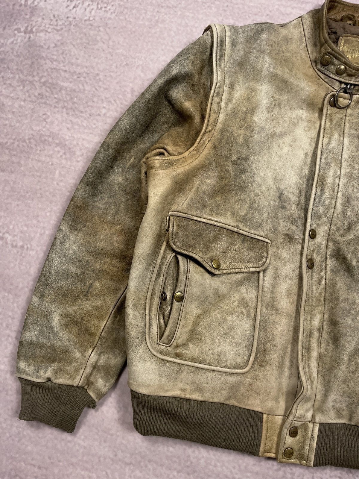 Vintage 90's Faded Old Leather Flight Jacket Aviator Type