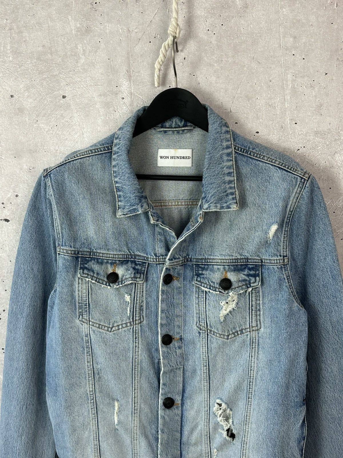 Won Hundred Won Hundred Distressed Washed Blue Men’s Denim Jacket Size US L / EU 52-54 / 3 - 2 Thumbnail