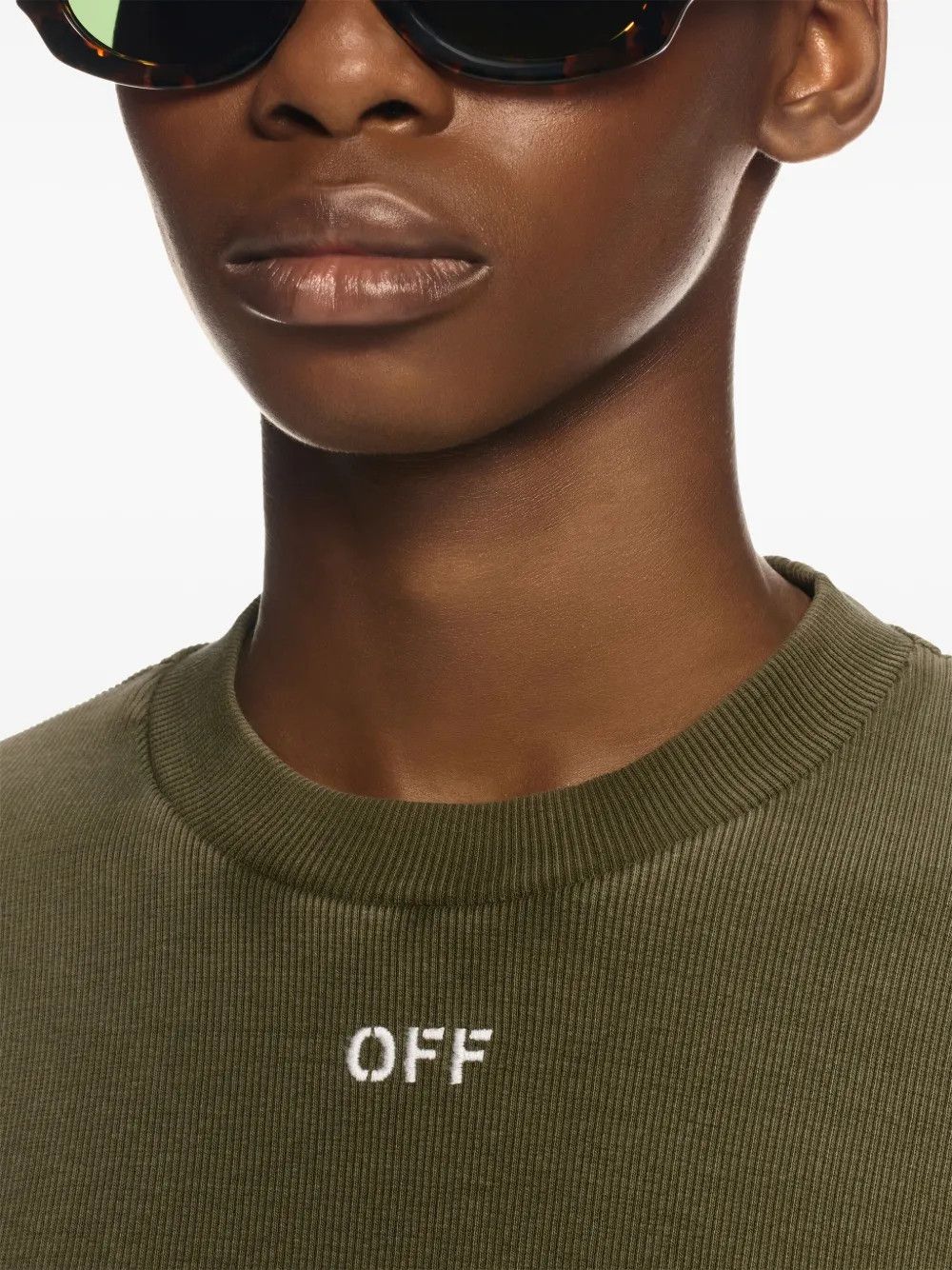 Off-White o1y1225 Crewneck T-Shirt in Military Green Size XS / US 0-2 / IT 36-38 - 2 Thumbnail