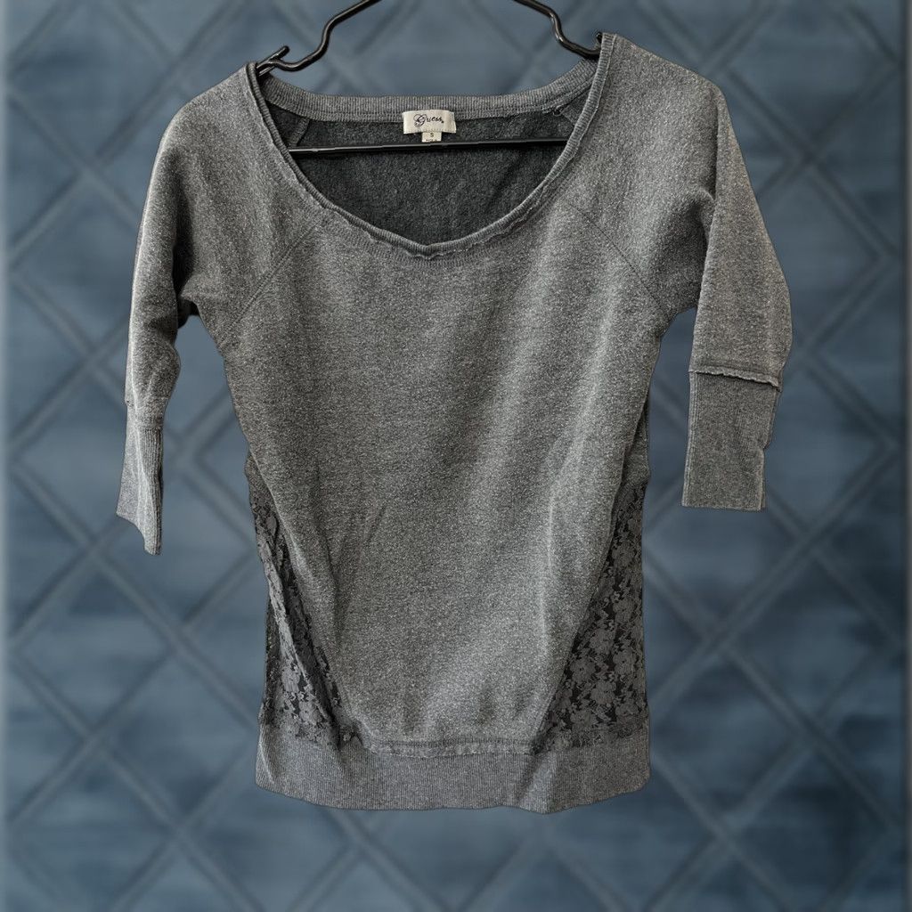 Guess GUESS Womens Sweater S Gray 3/4 Sleeve Round Neck Cotton Pullover Vintage Style, Pullover, Knit, 100% Cotton, Knitwear, Warmth, Midweight, GUESSED? Size S / US 4 / IT 40 - 1 Thumbnail