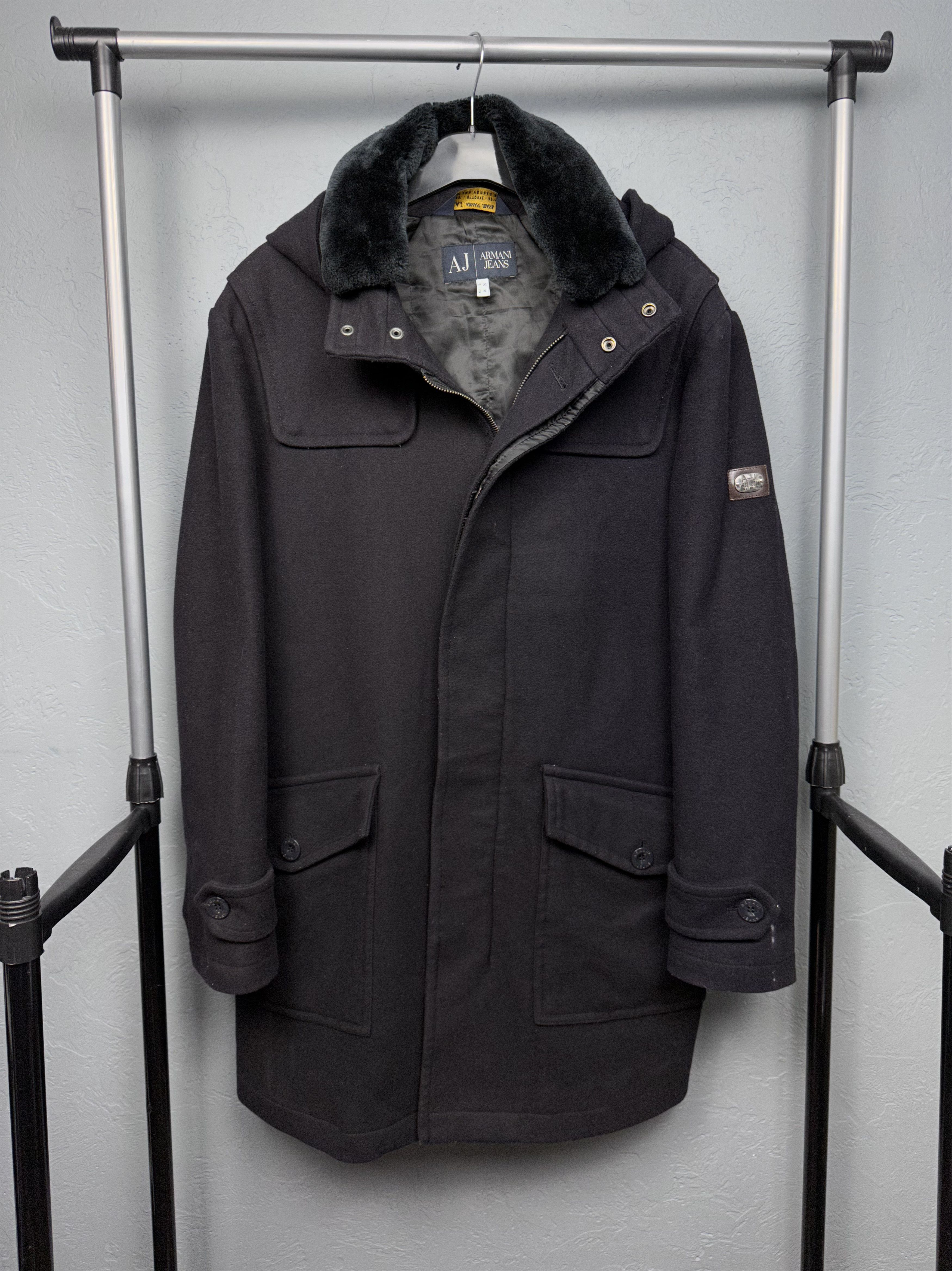 Armani Armani Jeans Vintage Mens Wool Coat Jacket Size US M / EU 48-50 / 2 - 1 Thumbnail