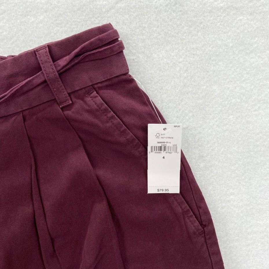 Gap GAP Pants Jogger 4 Purple 100% Cotton Belted High Rise NWT Women’s Cargo Pants Gap Size 27" / US 4 / IT 40 - 5 Thumbnail