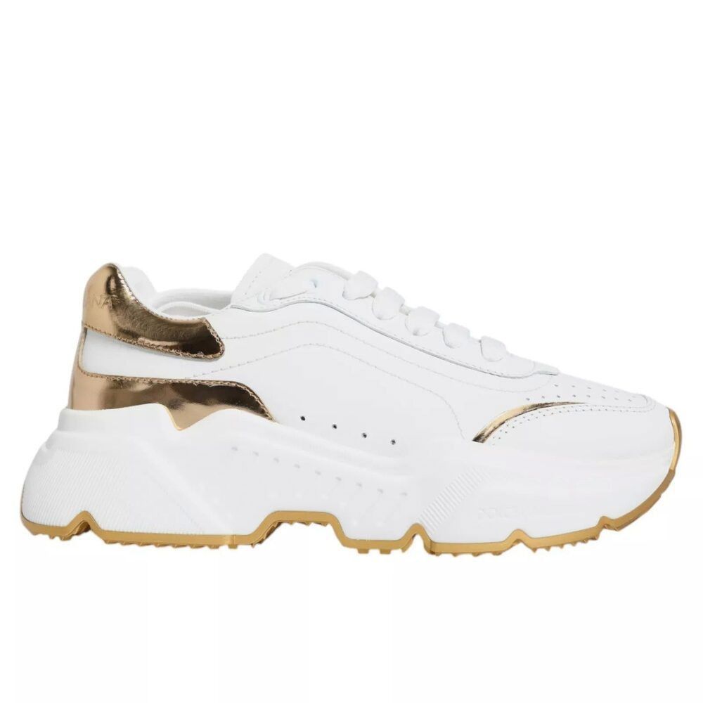 Dolce & Gabbana Dolce & Gabbana White Gold Daymaster Low Top Sneakers Shoes Size US 11 / IT 41 - 1 Thumbnail