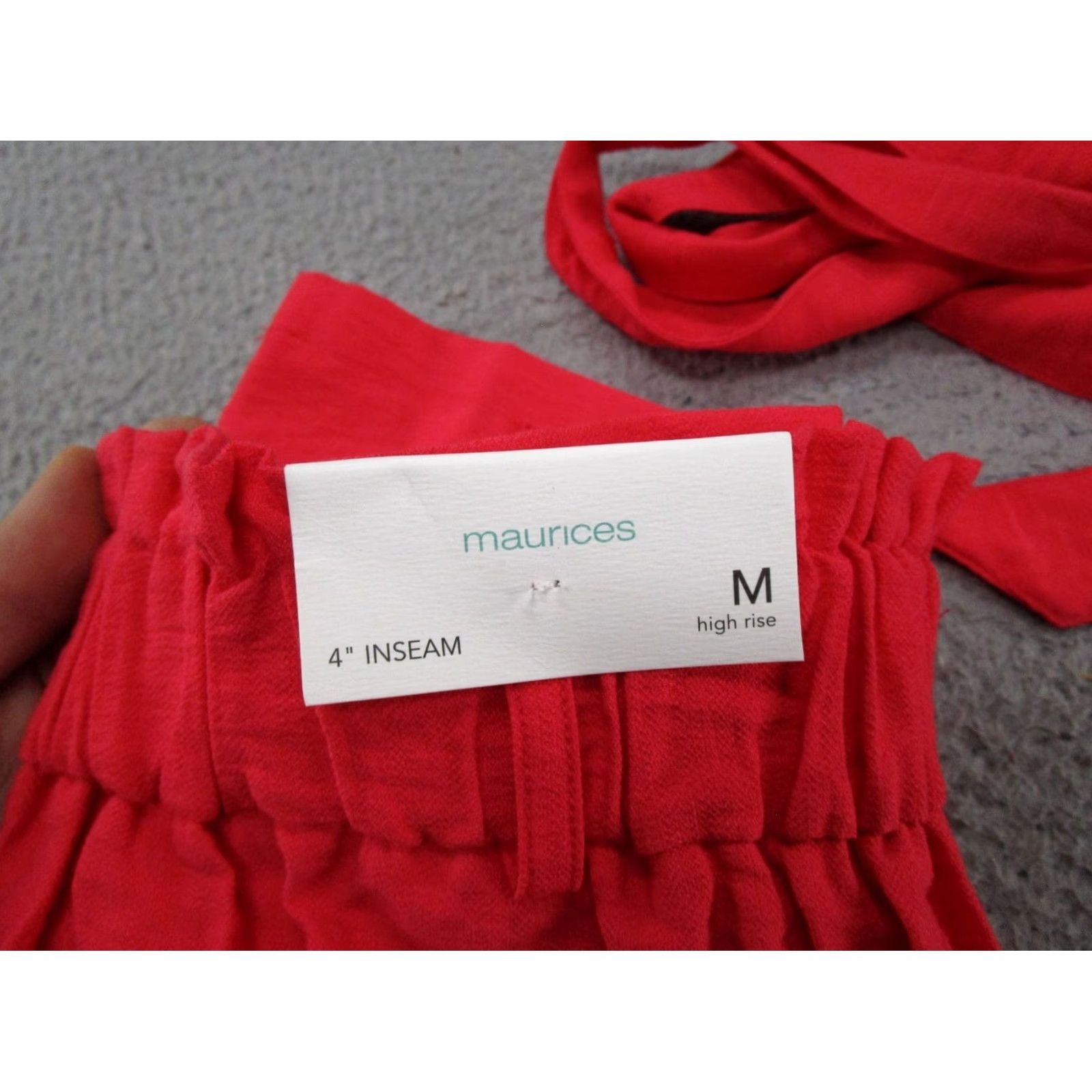 Vintage Maurices Belted Elastic Waist Red Shorts Women M Denim Style Casual 90s? No) Size 32" / US 10 / IT 46 - 3 Thumbnail