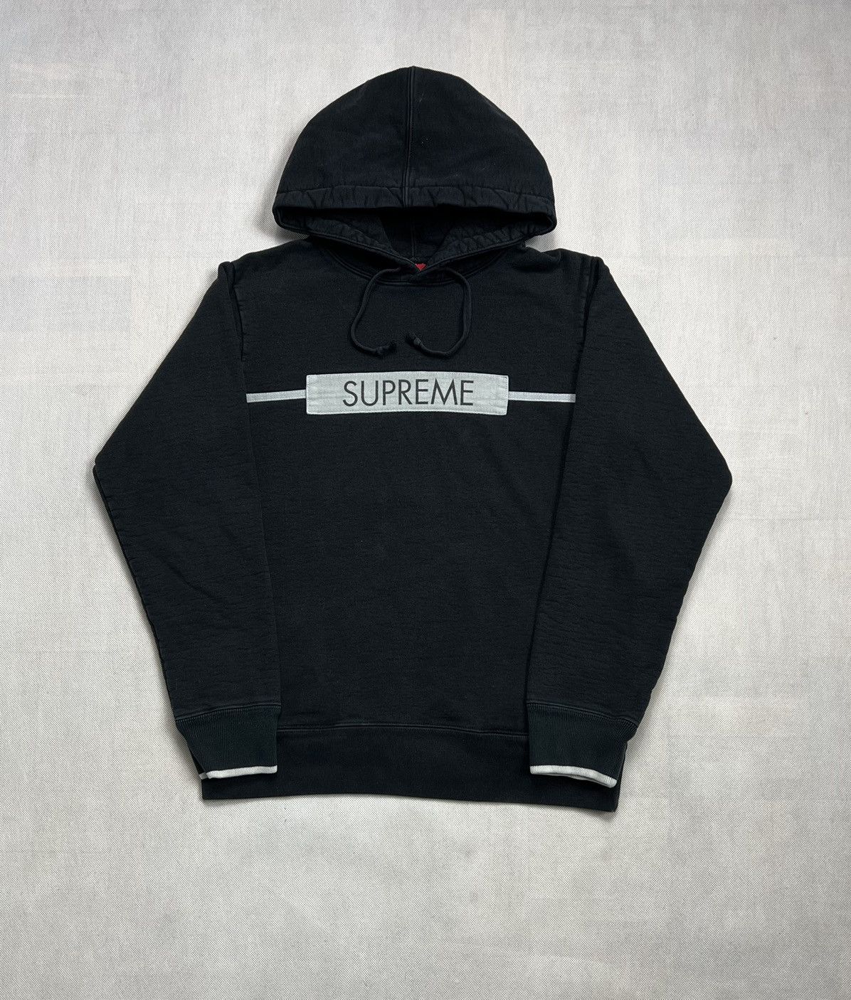 Supreme Hoodie Supreme Twill Tape big logo black Grailed