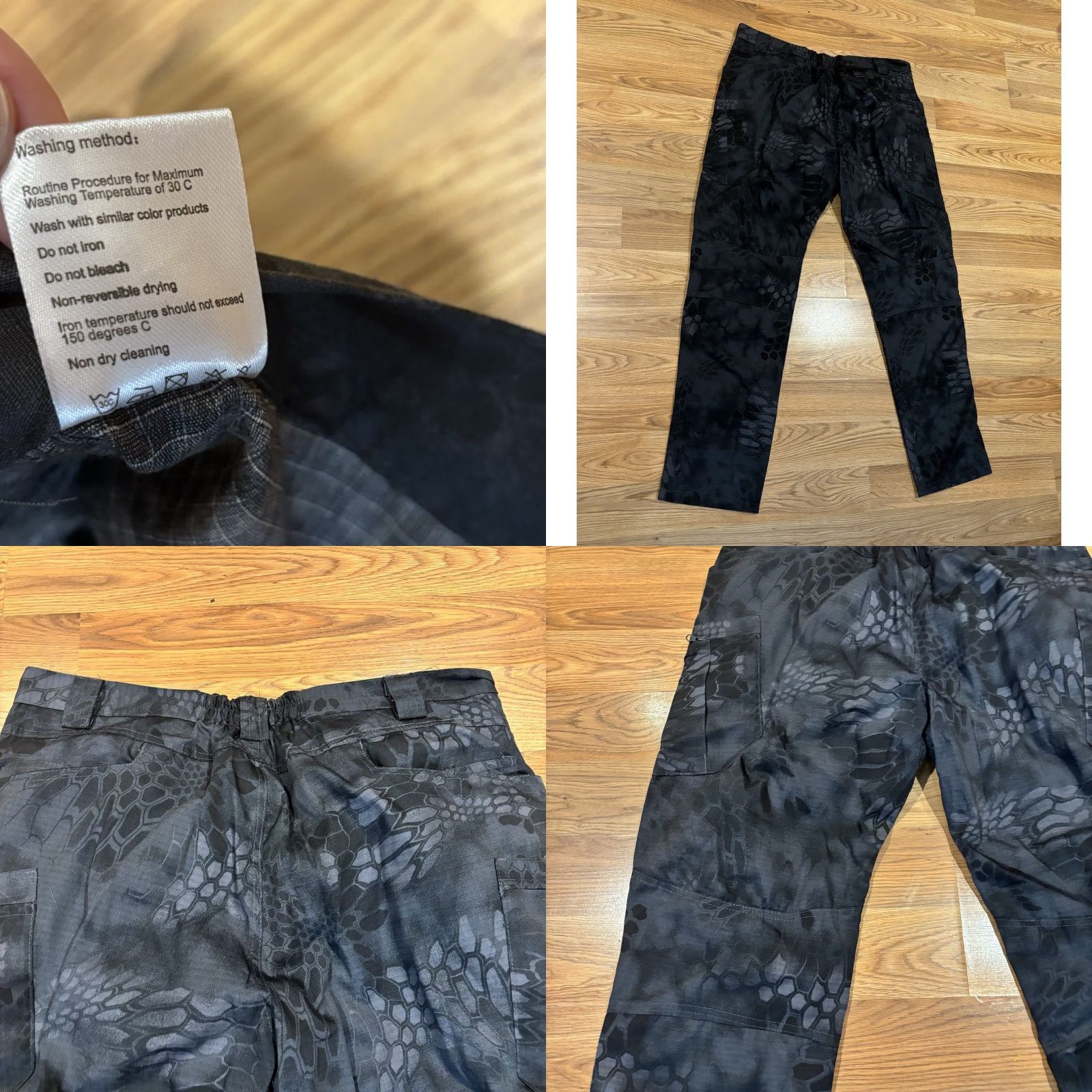 Low Brand W Brand Cargo Tactical Pants Men’s XXXL Dark Gray Pockets Zipper Button Inseam 32in Regular Cargo Pattern Camouflage Army Hip Hop Sports Military Size US 39 - 9 Thumbnail