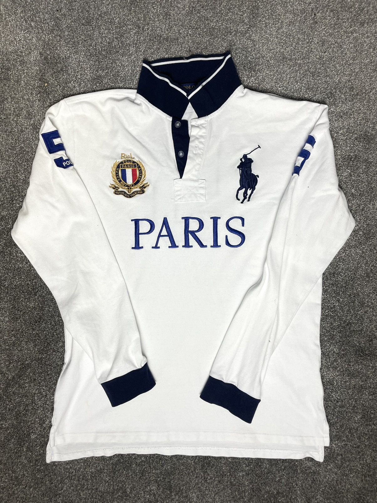 image of Polo Ralph Laurent Longsleeve Paris Chief Keef in White, Men's (Size Large)