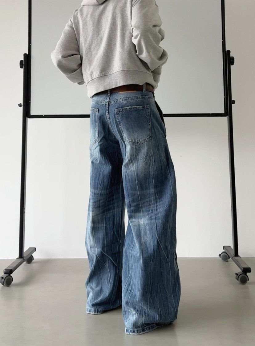 Japanese Brand × Jean Lightning Crack Washed Denim Pants Size US 29 - 3 Thumbnail
