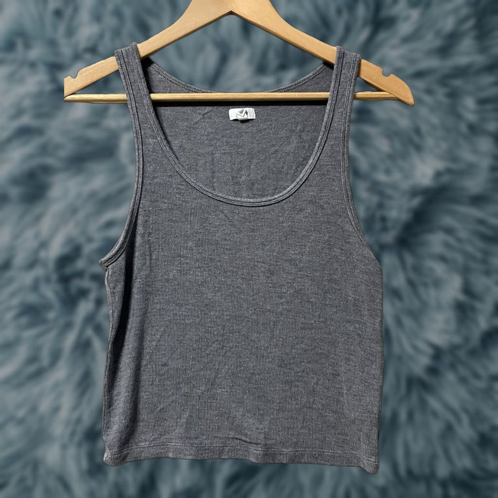 Vintage Aerie Tank Top Shirt Women S Gray Scoop Neck Cotton Blend Knit Sleeveless Pullover Basic Regular Summer Size S / US 4 / IT 40 - 1 Thumbnail