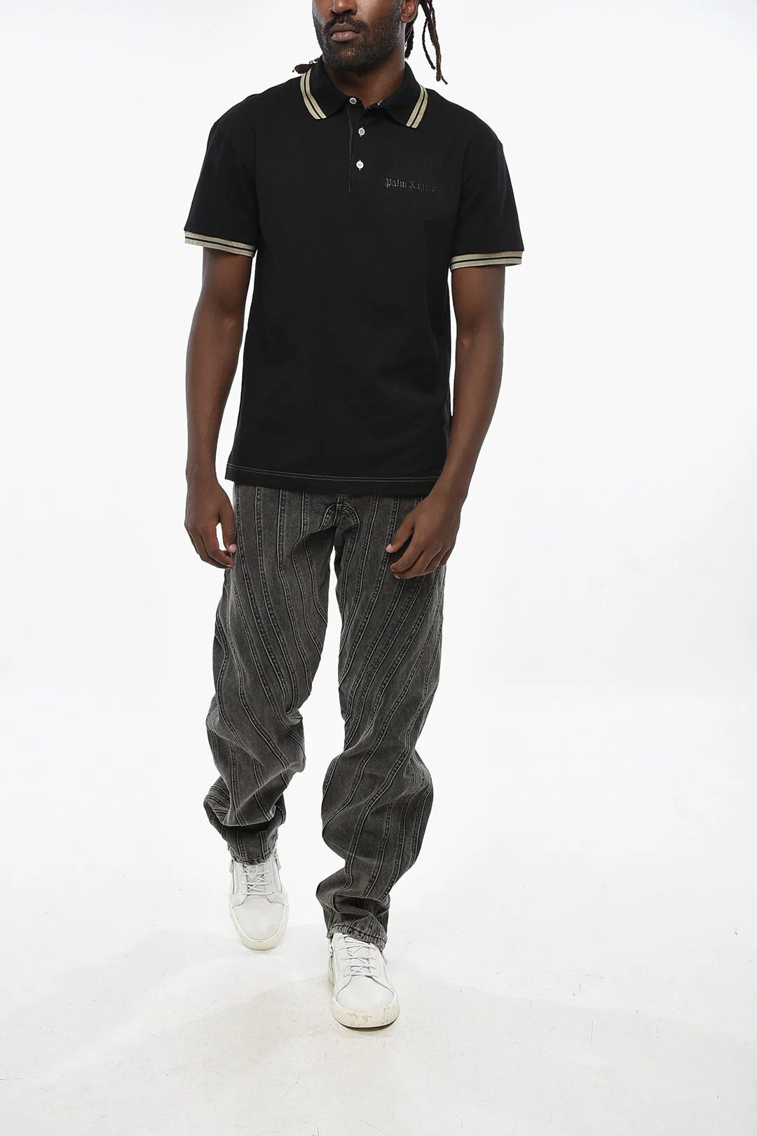 Palm Angels og1mm0226 3-Button Cotton Piqué Polo Shirt in Black Size US XL / EU 56 / 4 - 4 Thumbnail
