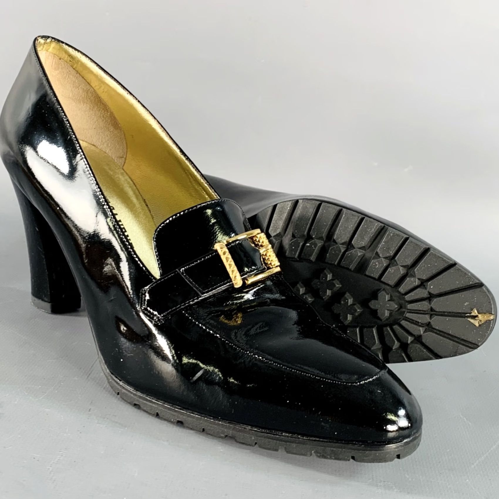 Bottega Veneta BOTTEGA VENETA Black Gold Patent Leather Buckle Pumps Size 9 Women Size US 9 / IT 39 - 6 Thumbnail