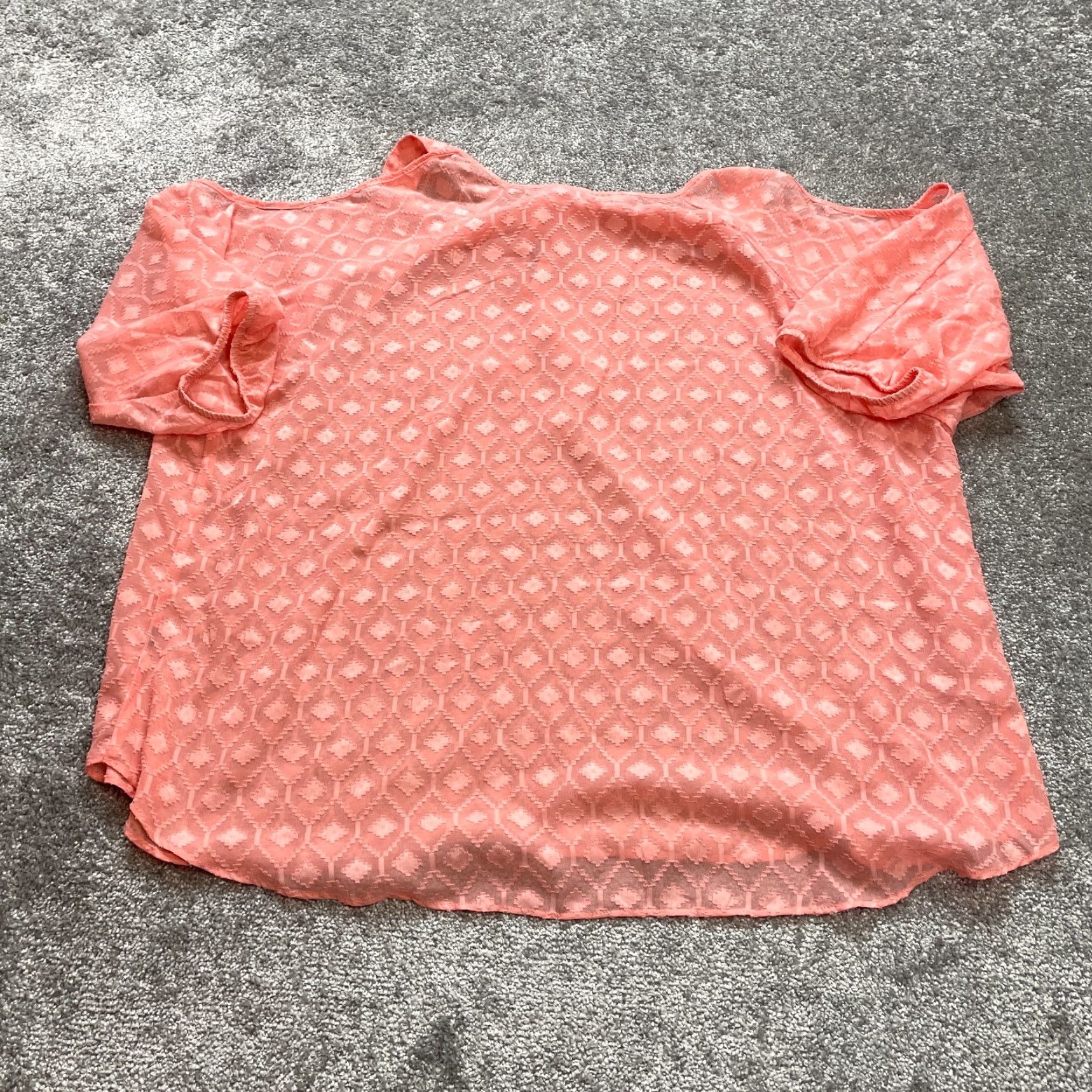 Vintage Maurices Blouse Shirt Womens 3X Pink Lined Cold Shoulder 3/4 Sleeve Lace Top Size XXL / US 16-18 / IT 52-54 - 7 Thumbnail
