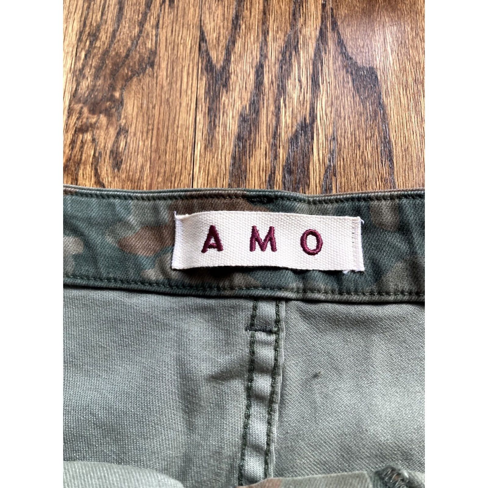 AMO AMO Womens Army Trouser Pants CAMO 5-Pocket Straight Crop Size 32 Button Zip Pockets Multicolor Cotton Blend Size 24" / US 00 / IT 34 - 7 Thumbnail