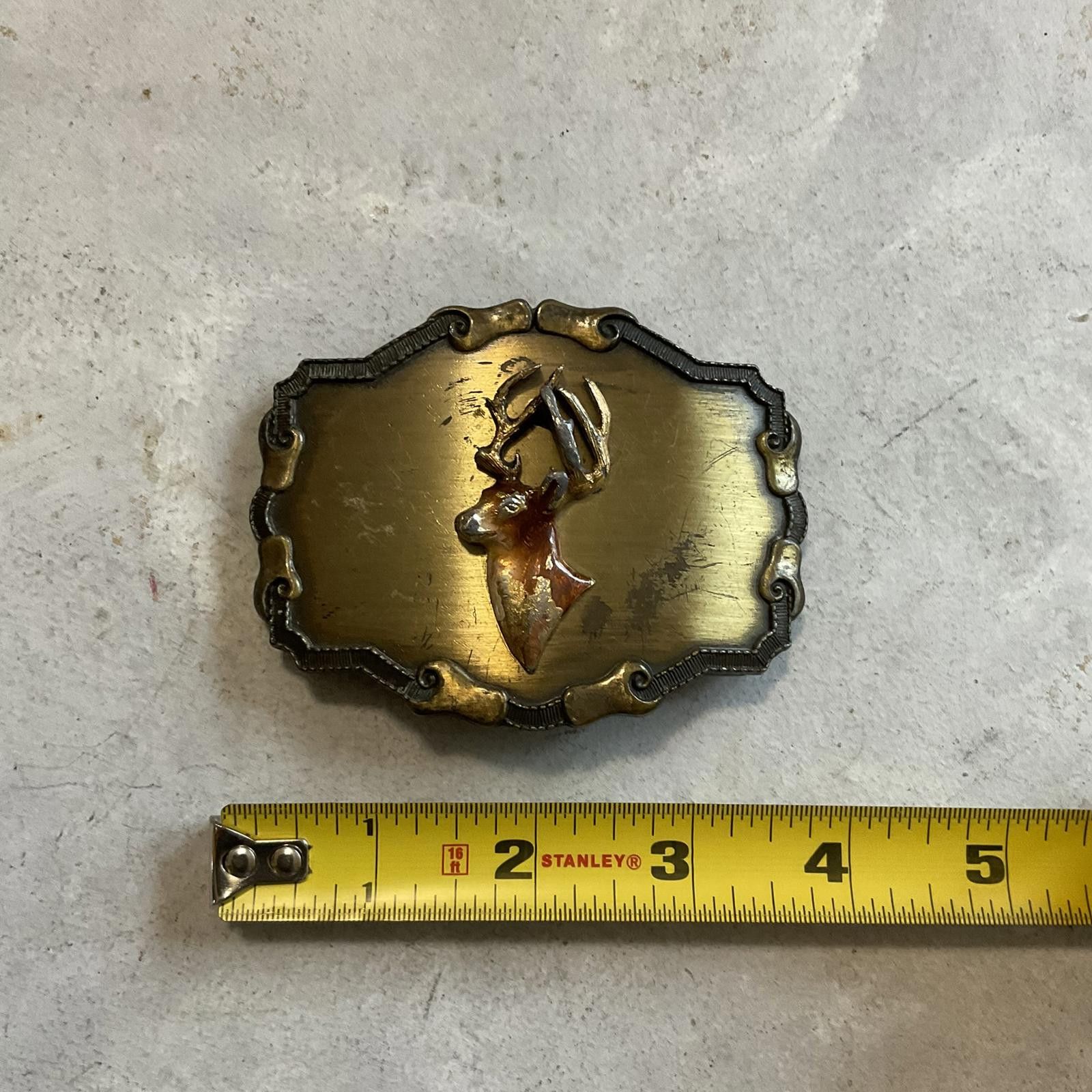 Vintage vintage 70's deer buck western belt buckle raintree brass Size ONE SIZE - 3 Thumbnail