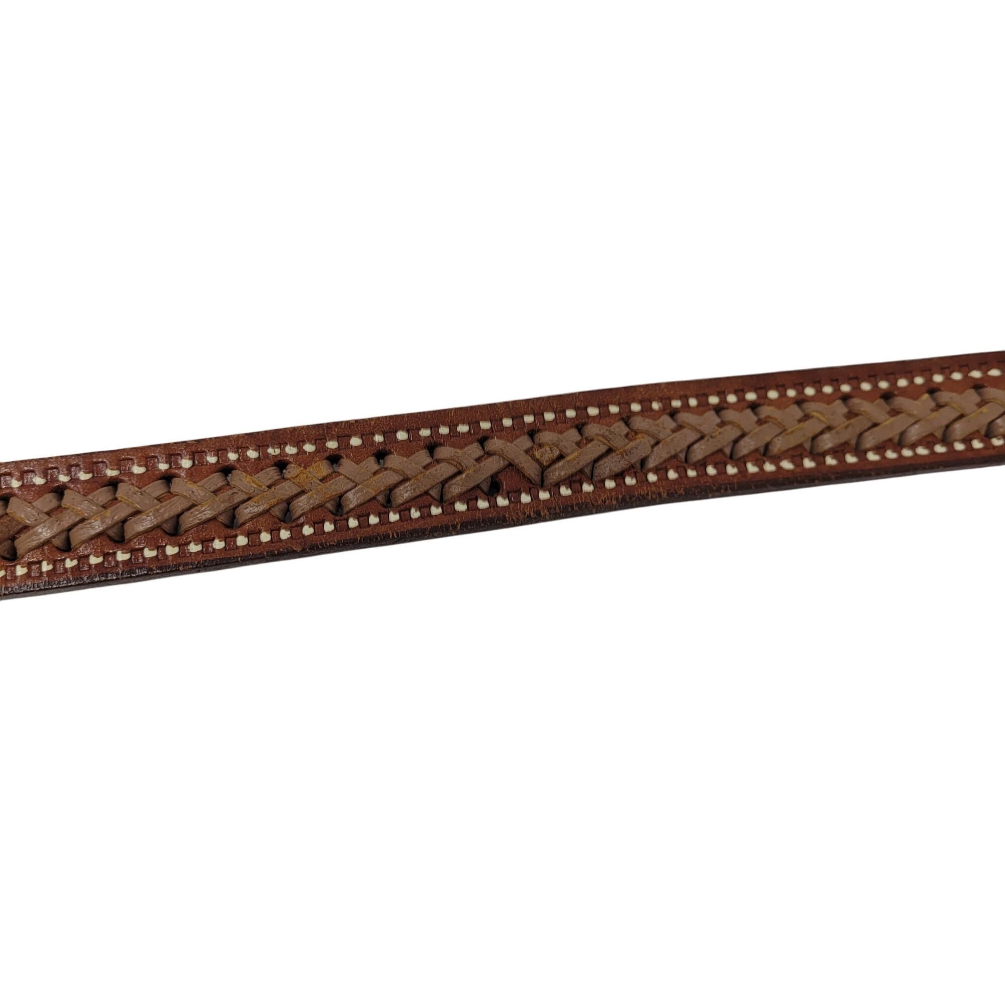 Handmade Vtg Handmade Cognac Braided Tooled Western Leather Belt 28" Size ONE SIZE - 9 Thumbnail