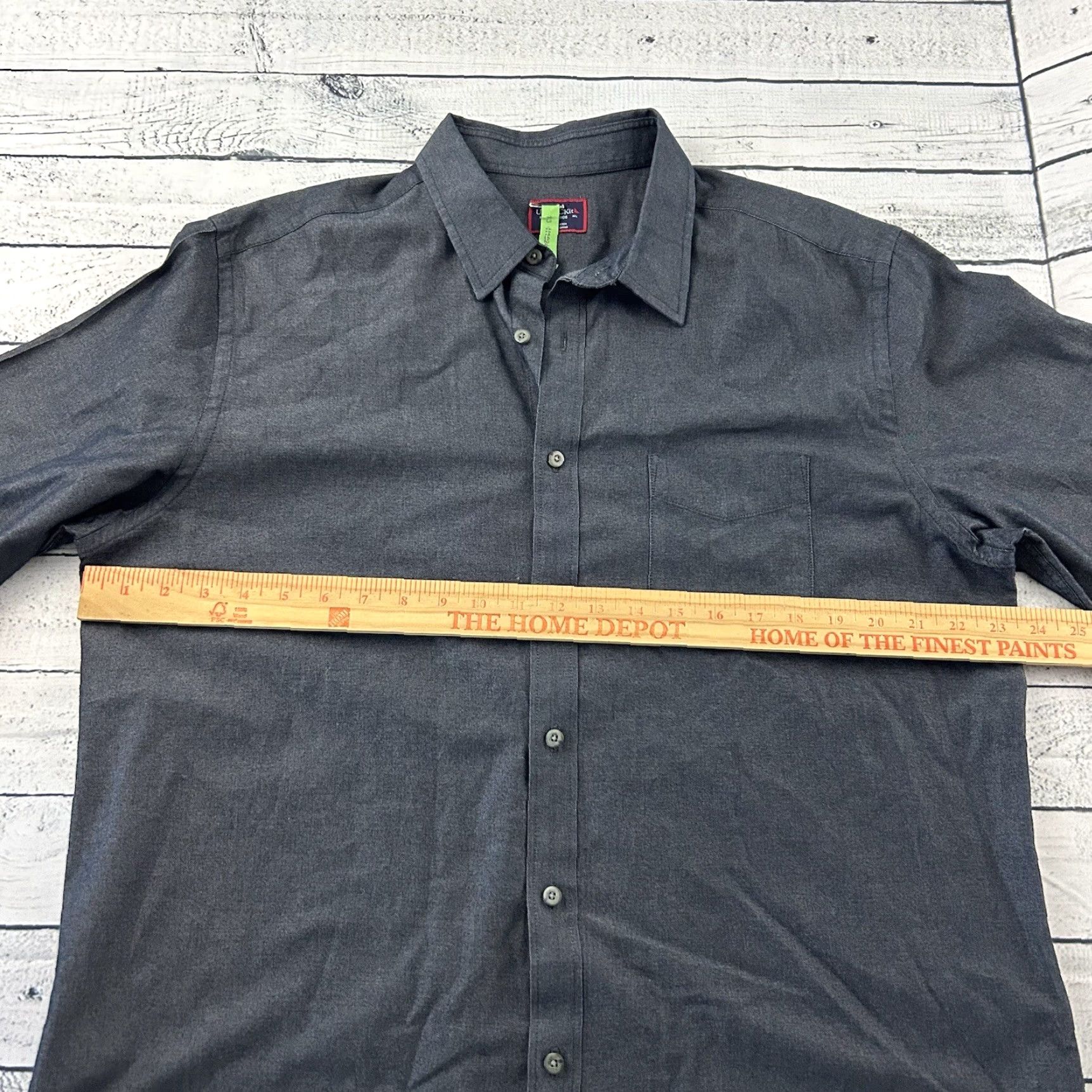 UNTUCKit UNTUCKit Long Sleeve Button-Up 100% Cotton Shirt Men XL Dark Gray Size US XL / EU 56 / 4 - 4 Thumbnail