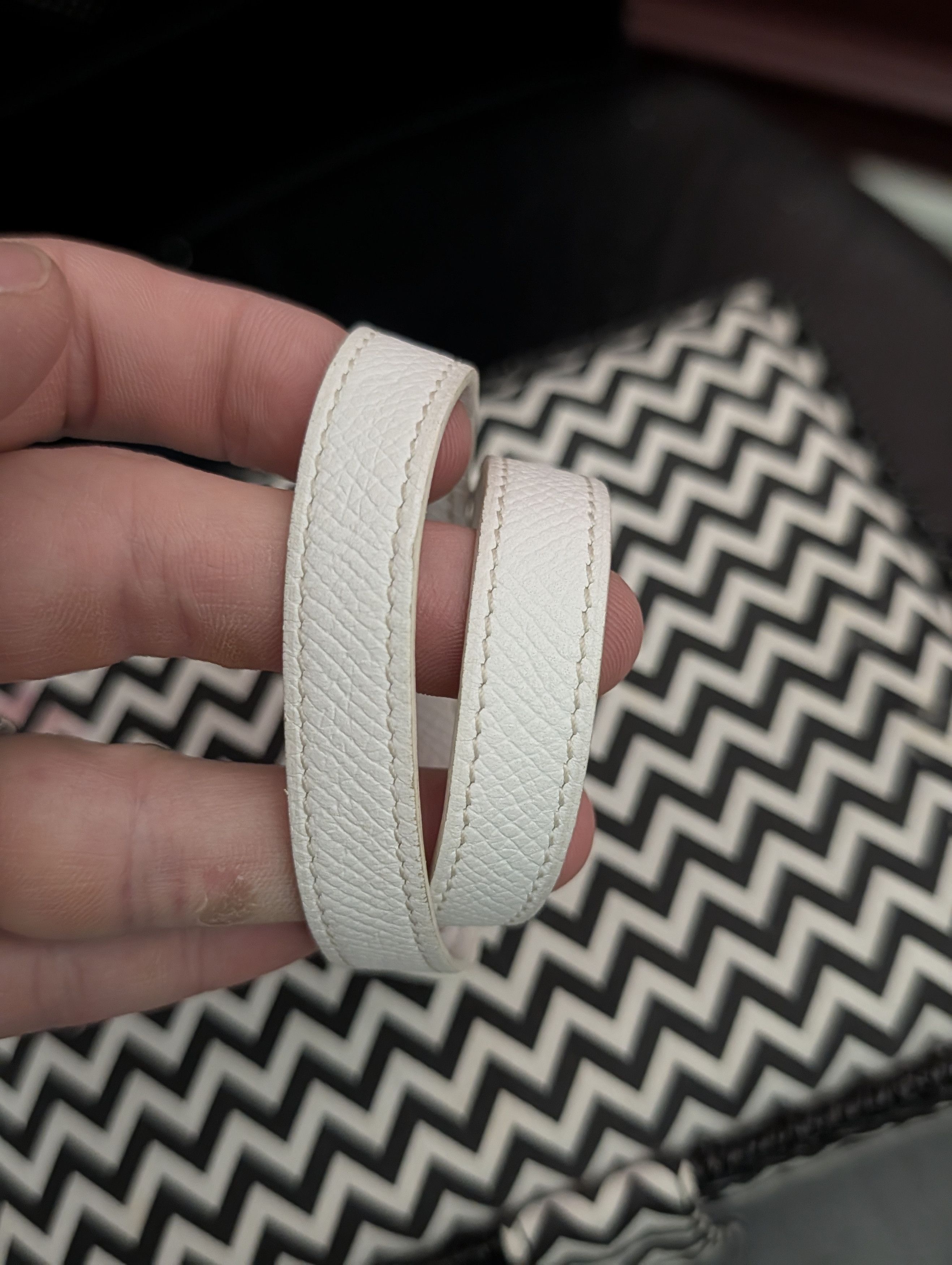 Hermes White Calfskin Double Wrap Tour Bracelet Silver 2011 S Size ONE SIZE - 3 Thumbnail