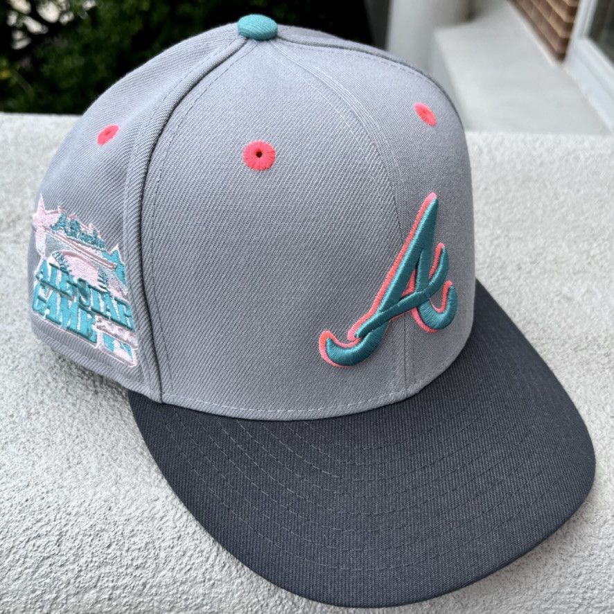 New Era Atlanta Braves 2000 ASG Patch Pink UV 59FIFTY Hat 7 1/4 Size ONE SIZE - 1 Thumbnail