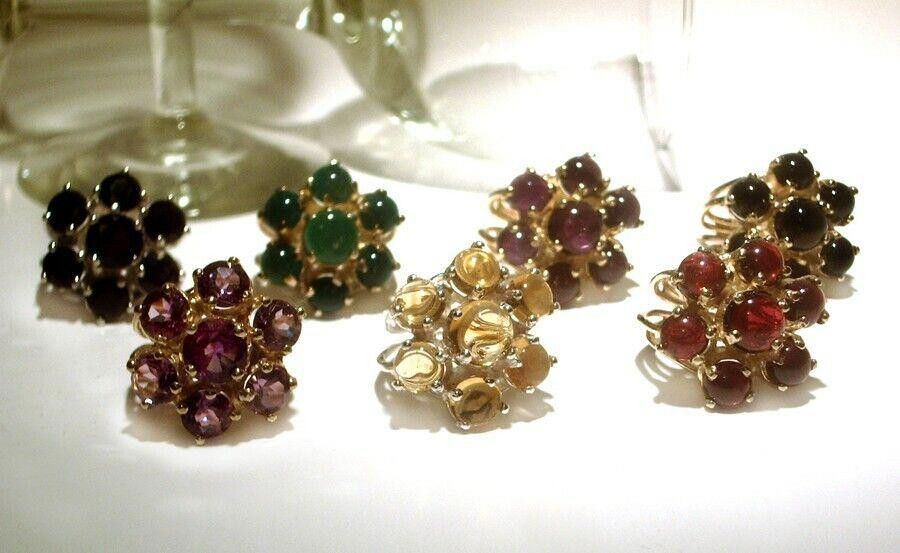 Designer Silver 18 kt Gold Vermeil Flower Cocktail Ring Red Garnet Size ONE SIZE - 4 Thumbnail