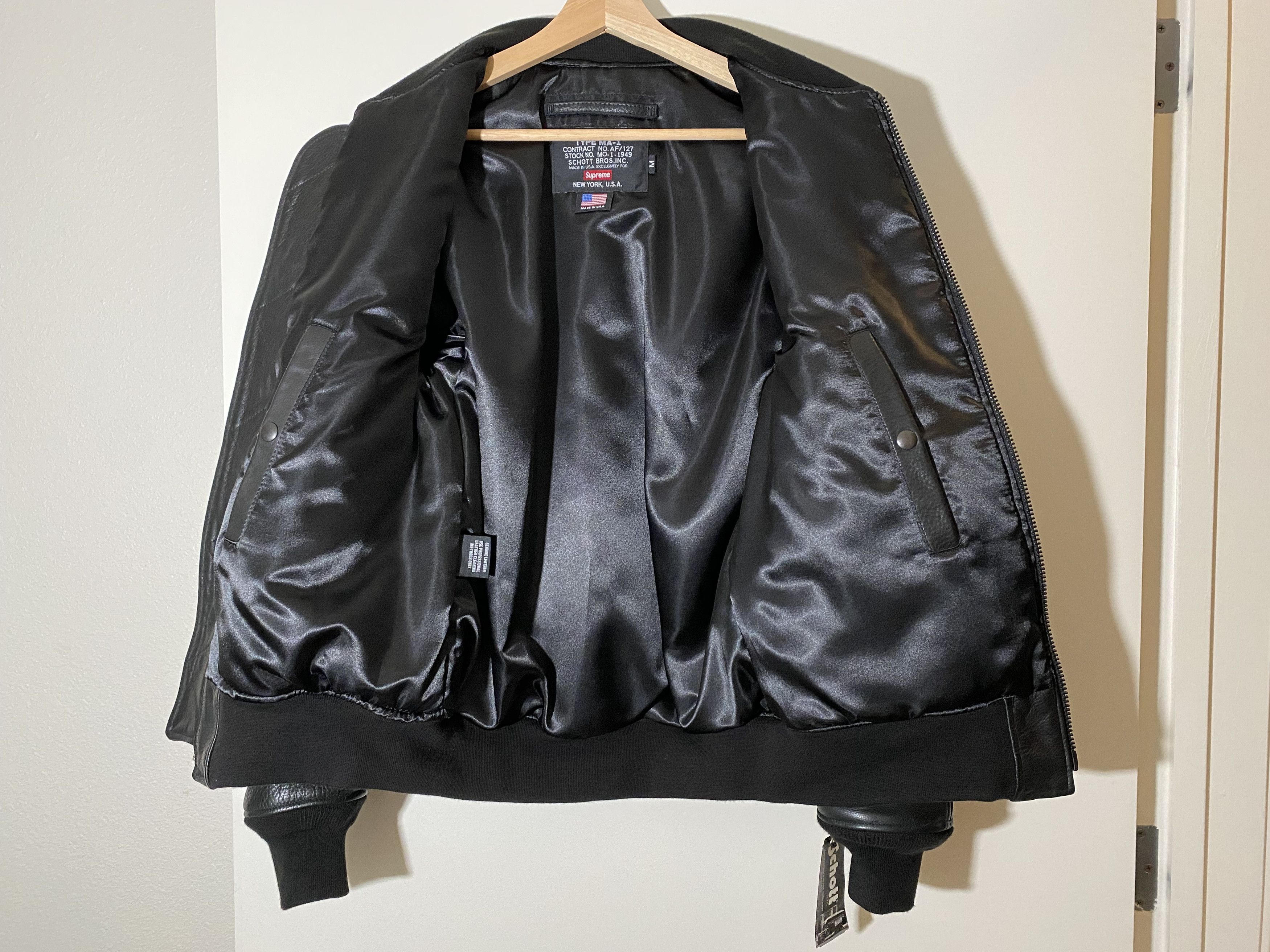 Brand New Supreme x Schott leather MA-1 jacket