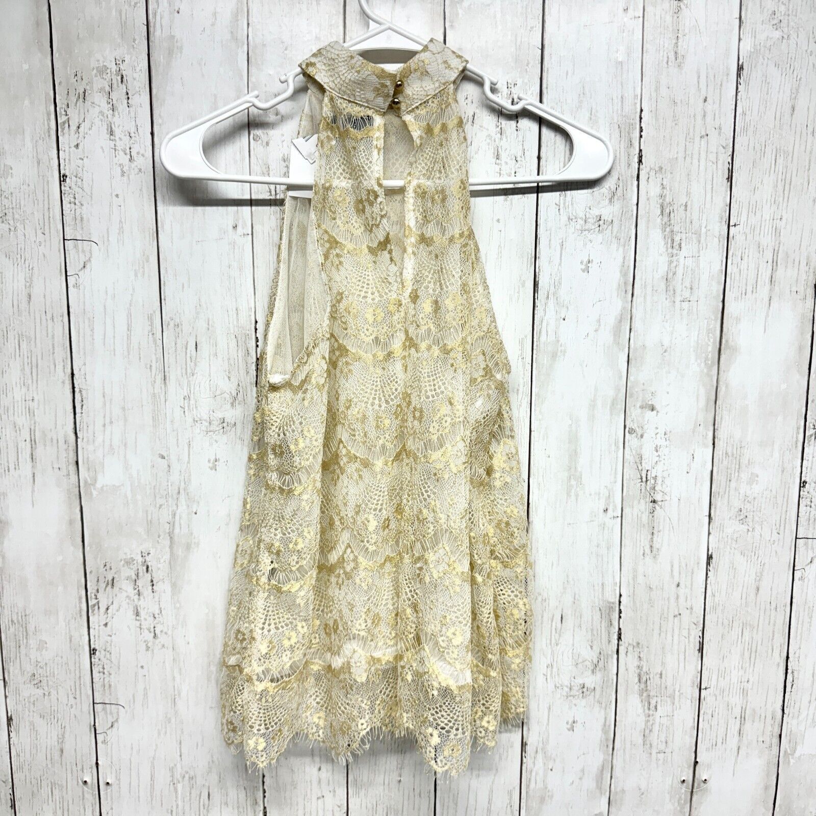 Guess Guess Empire Small Sheer Lace Golden Ivory Turtleneck Size S / US 4 / IT 40 - 3 Thumbnail