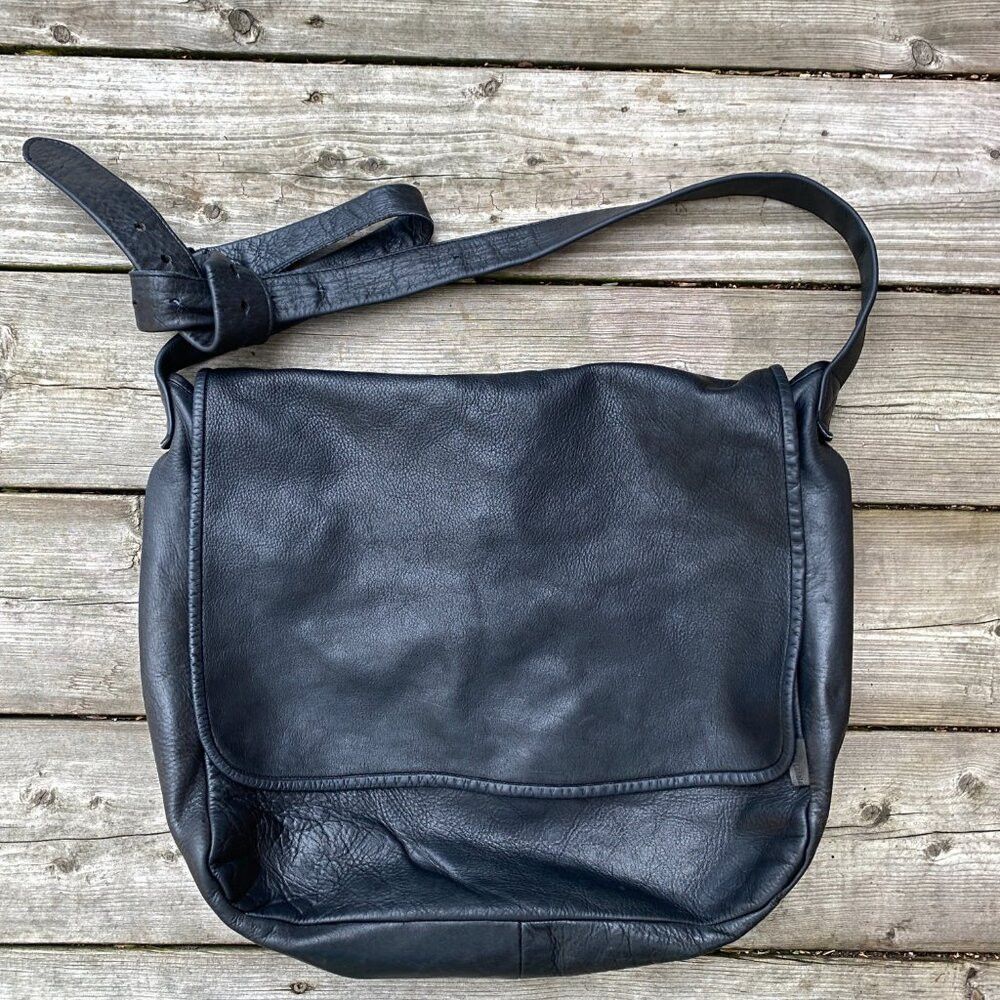 M0851 × Vintage Vintage 90s M0851 Genuine Leather Handbag Purse Black Size ONE SIZE - 2 Thumbnail