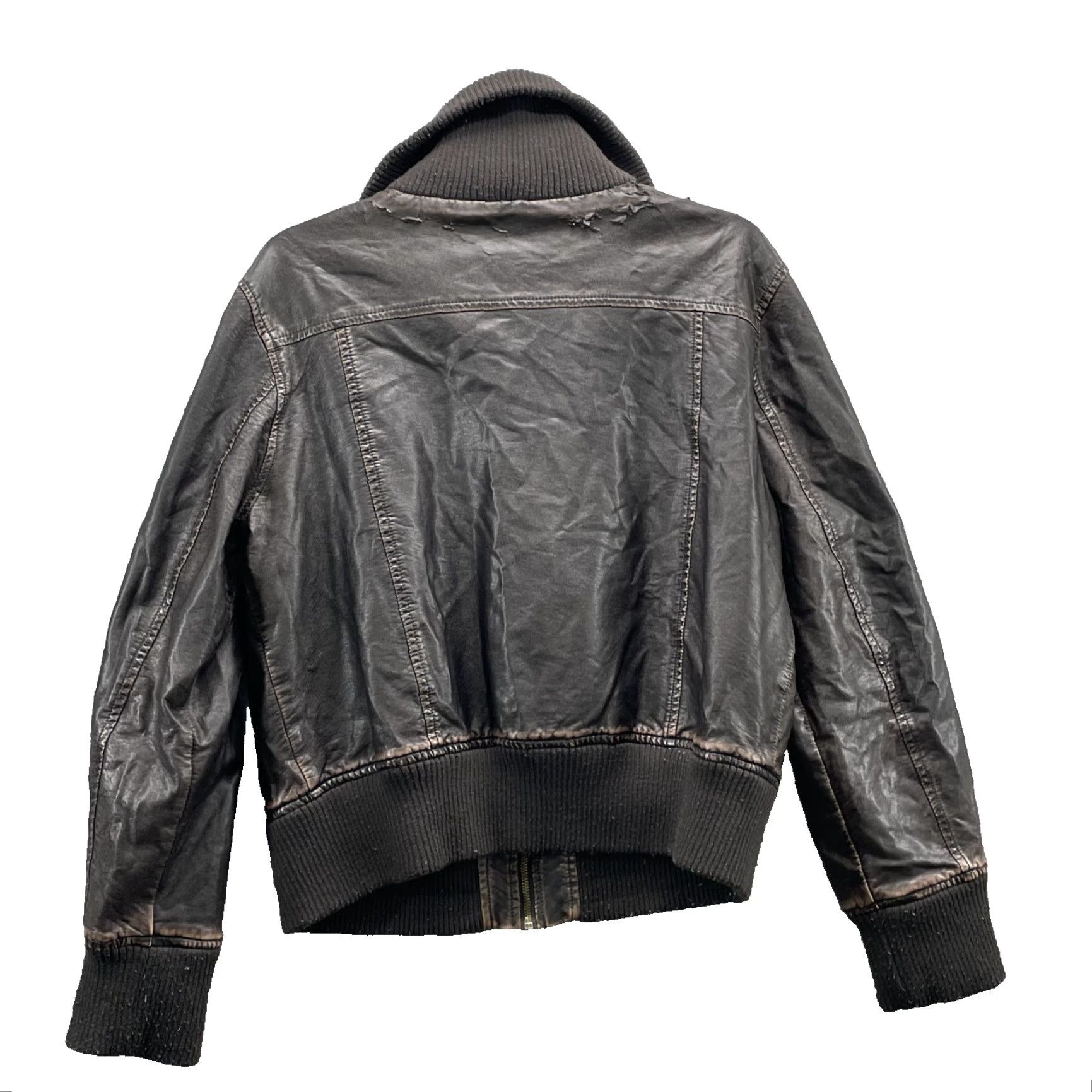 Vintage VINTAGE Ana Vegan Leather Bomber Jacket Women's XL Brown Aviator Streetwear 70's 90s Grunge Retro Workwear Pilot USA Mens Girls Size XL / US 12-14 / IT 48-50 - 2 Thumbnail