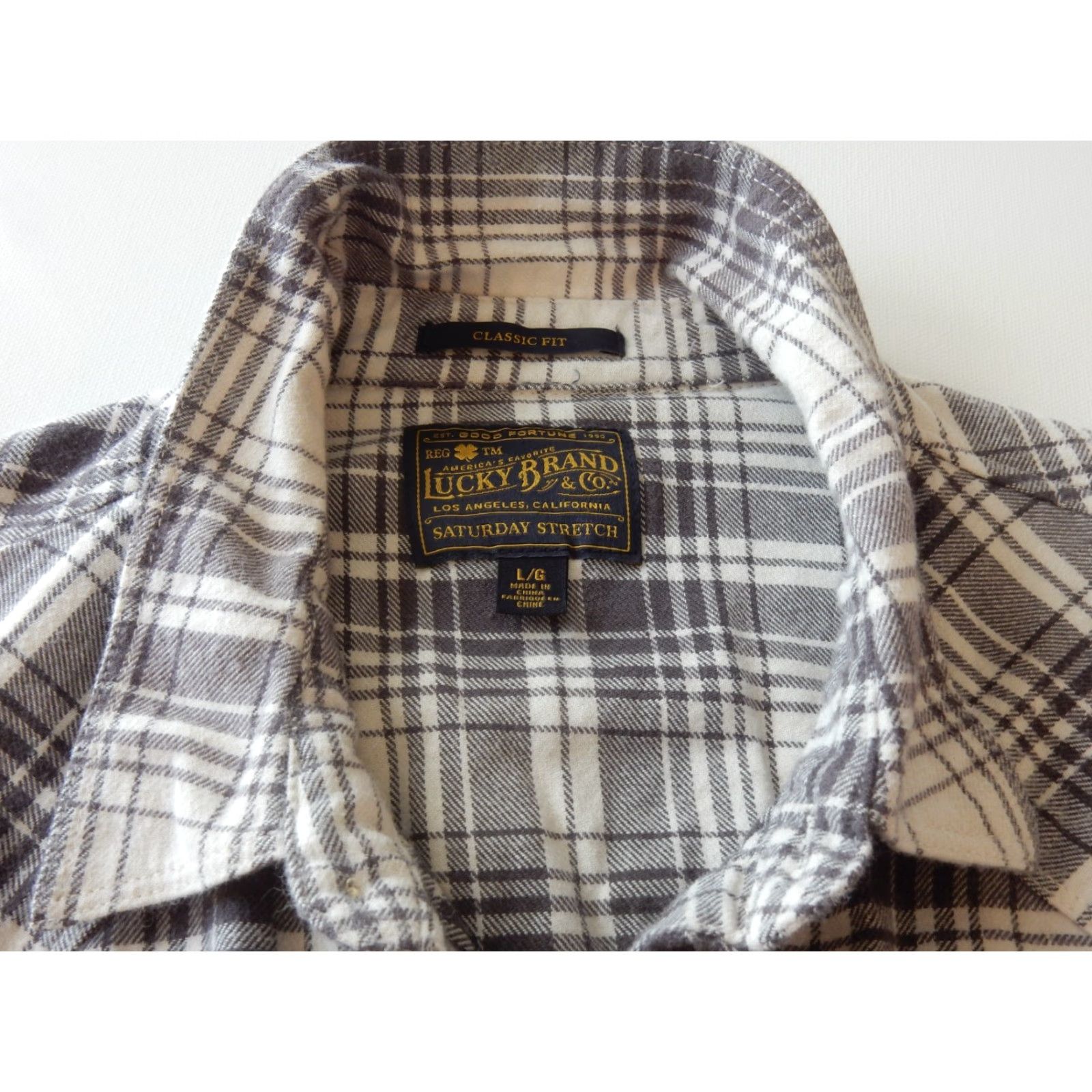 Lucky Brand Lucky Brand Men's Western Shirt Size L Plaid Flannel Cotton Button-Up Long Sleeve Gray 90s Mens Size US L / EU 52-54 / 3 - 4 Thumbnail