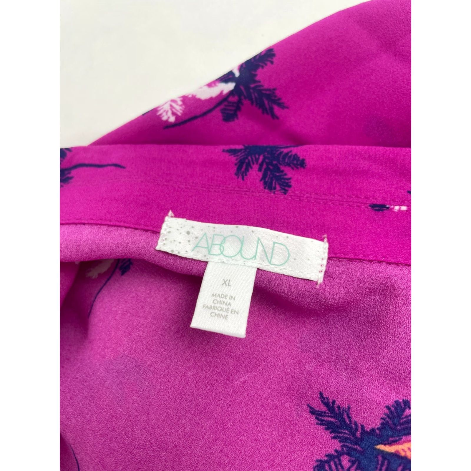 Vintage ABOUND Cropped Top Women's XL Purple "Coconut Tree" Pocket Button Up Tee NWT Shirt Size XL / US 12-14 / IT 48-50 - 7 Thumbnail