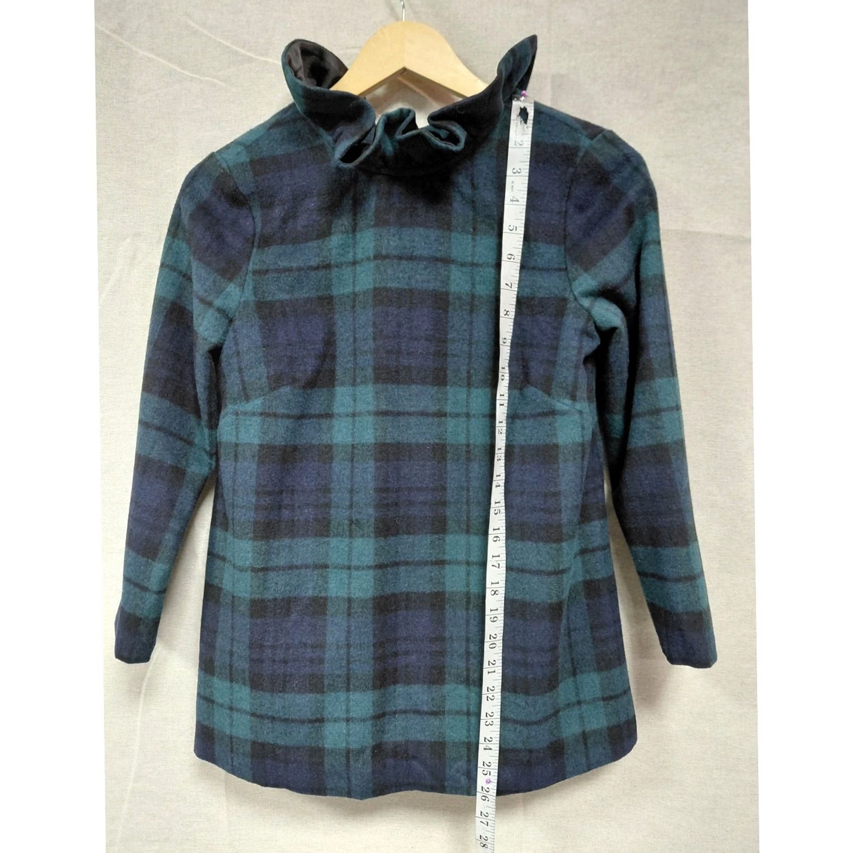 Vintage TUCKERNUCK Plaid Wool Blend Coat Blue Long Sleeve Collared Women XS Tie Closure Casual Business Size XS / US 0-2 / IT 36-38 - 6 Thumbnail