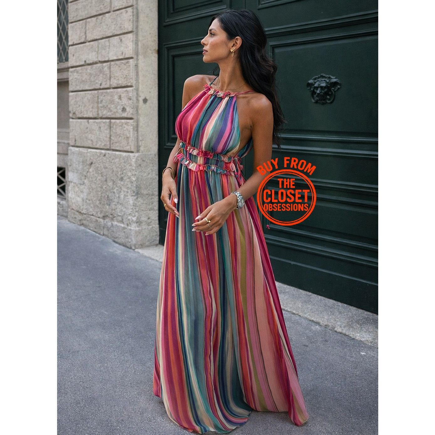 Mango MANGO Resort Stripe Halter Maxi Vacation Dress NWT Size S / US 4 / IT 40 - 10 Thumbnail