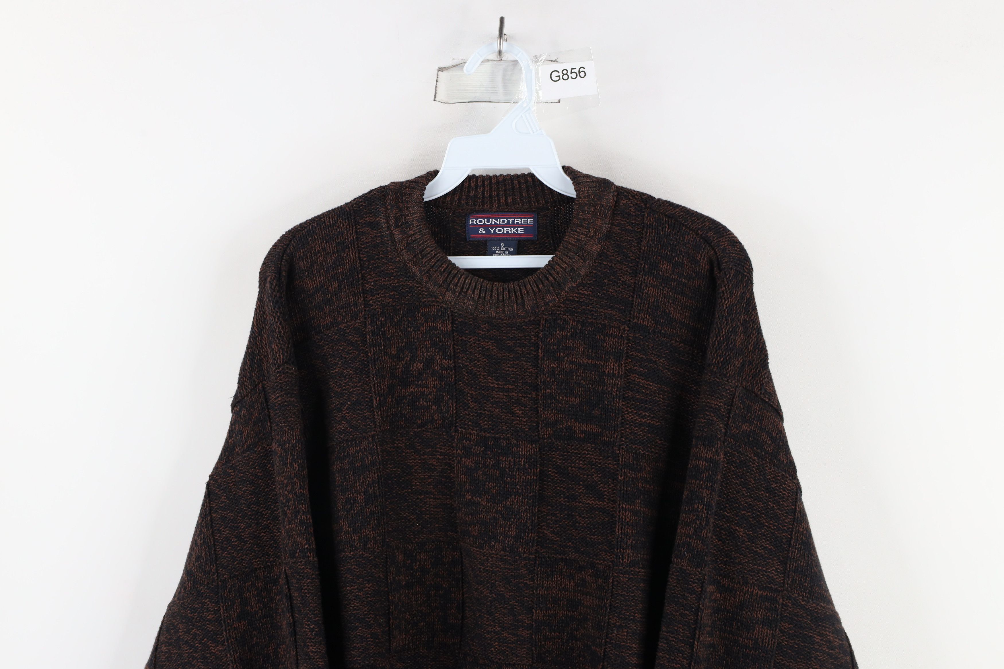 Vintage Vintage 90s Streetwear Knit Checkered Sweater Heather Brown Size US S / EU 44-46 / 1 - 2 Thumbnail