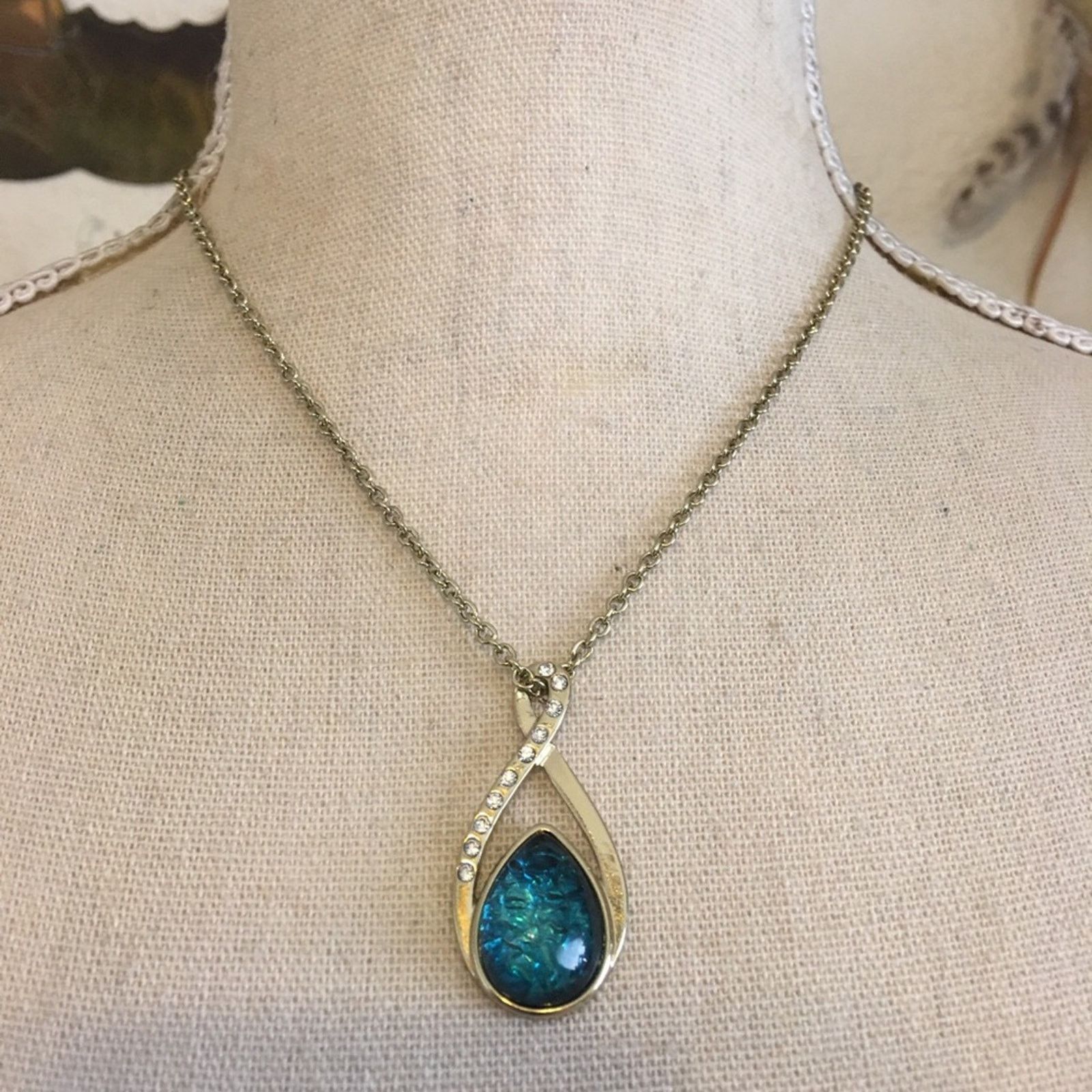 Jewelry Ocean blue crackle look teardrop glass jewelry set Size ONE SIZE - 2 Thumbnail