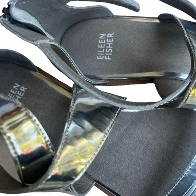 Eileen Fisher Eileen Fisher Cici silver mirrored strappy sandal Size US 8 / IT 38 - 5 Thumbnail