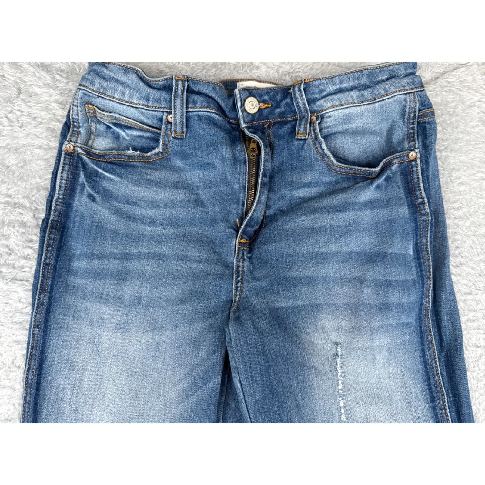 Vintage Tricot Jeans Juniors 11 Blue Denim Flared Distressed Raw Hem C'est Toi 28x32 Size 32" / US 10 / IT 46 - 4 Thumbnail