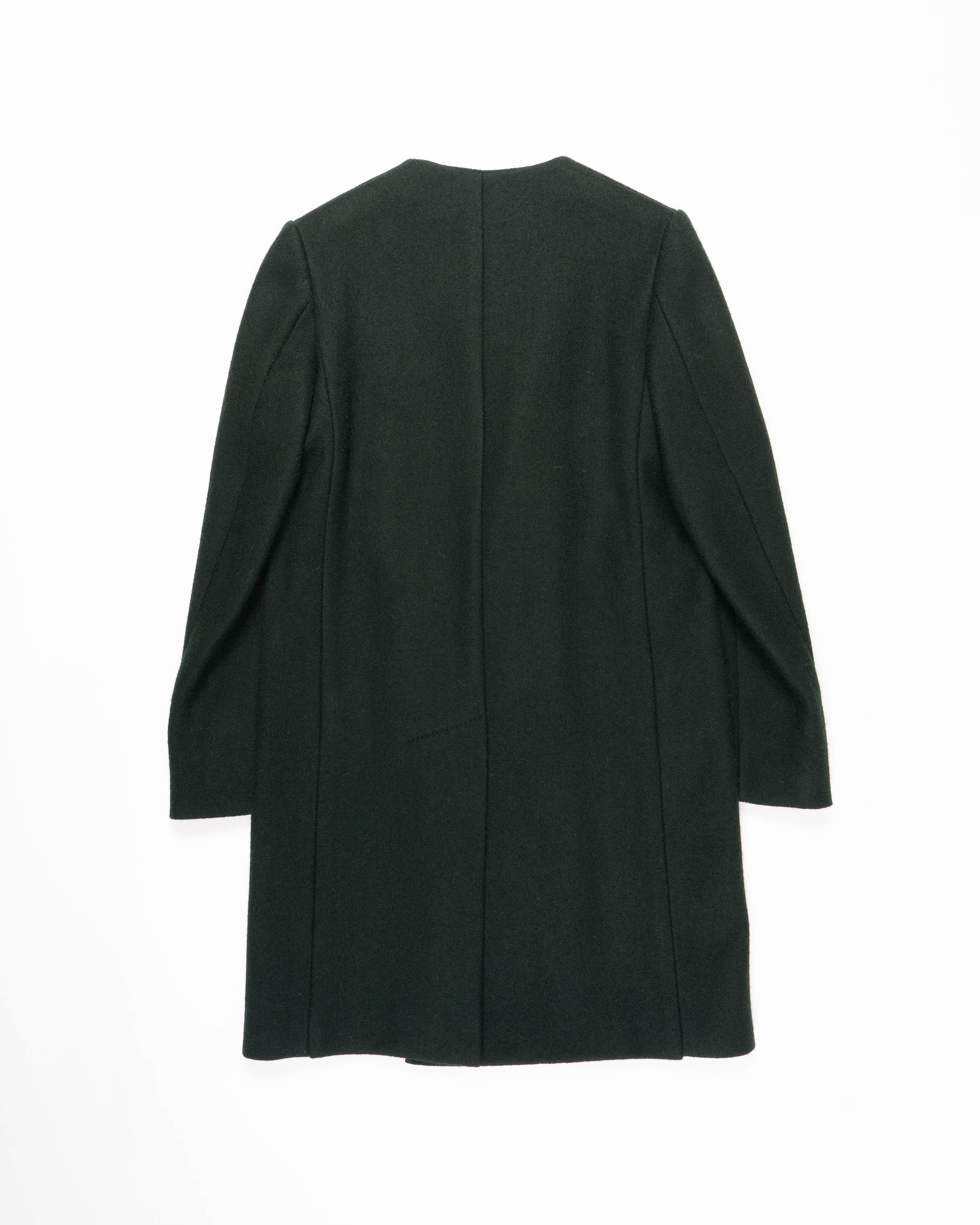 Haider Ackermann FW13 Collarless Overcoat in Green Wool Size S / US 4 / IT 40 - 2 Thumbnail