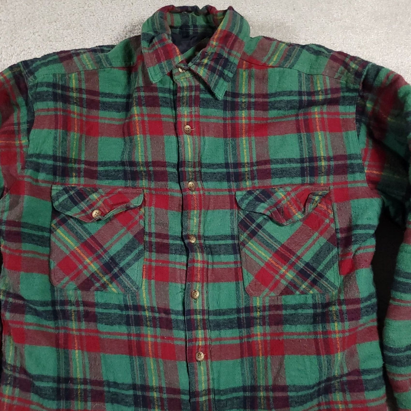 Vintage Sports Afield Shirt Mens Tall Large Green Red Plaid Flannel Quilted Lined Jacket Size US L / EU 52-54 / 3 - 3 Thumbnail