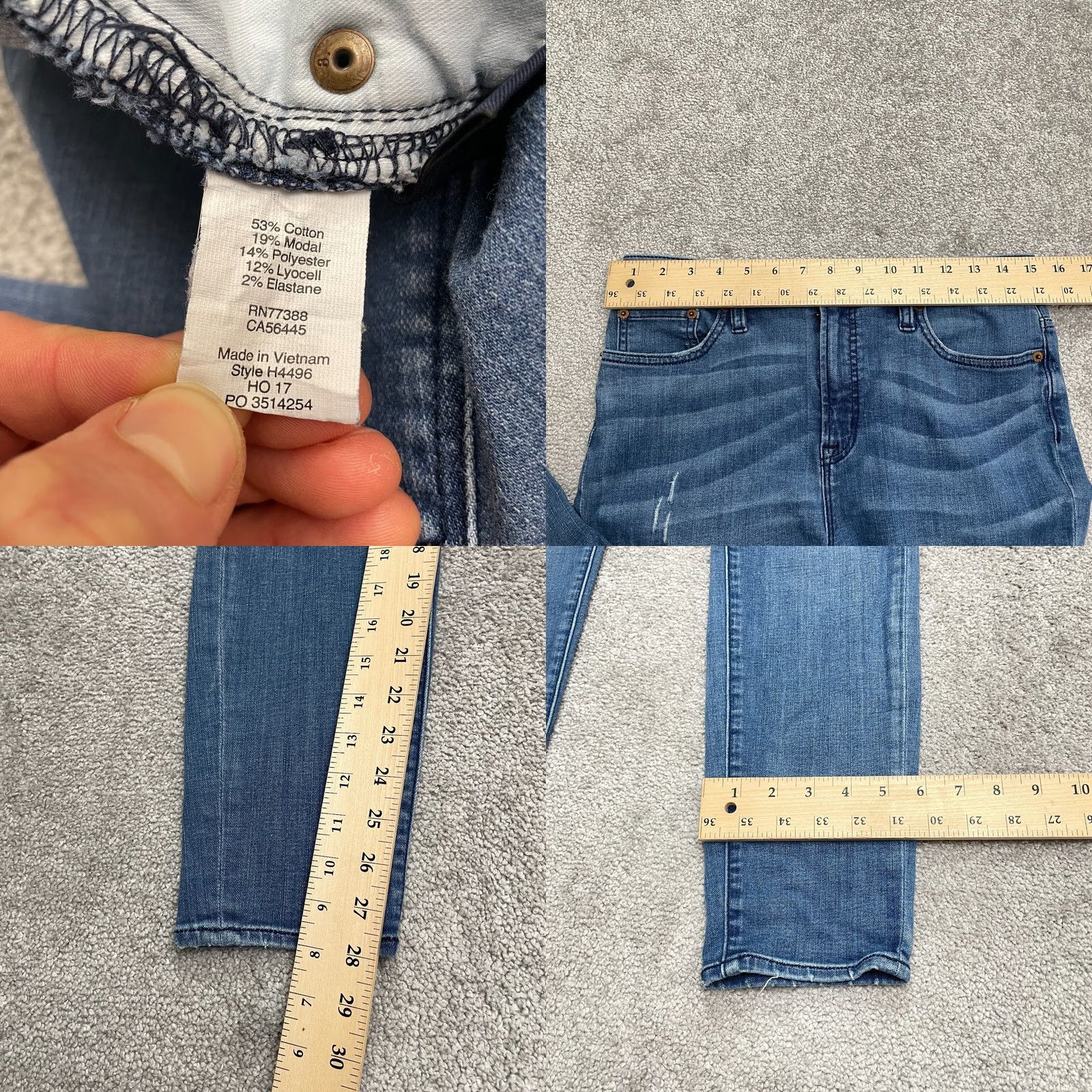 J.Crew J.Crew Stretch High Rise Skinny Denim Jeans Women 30x28 9" Bella Wash Distressed - City Style Size 30" / US 8 / IT 44 - 8 Thumbnail