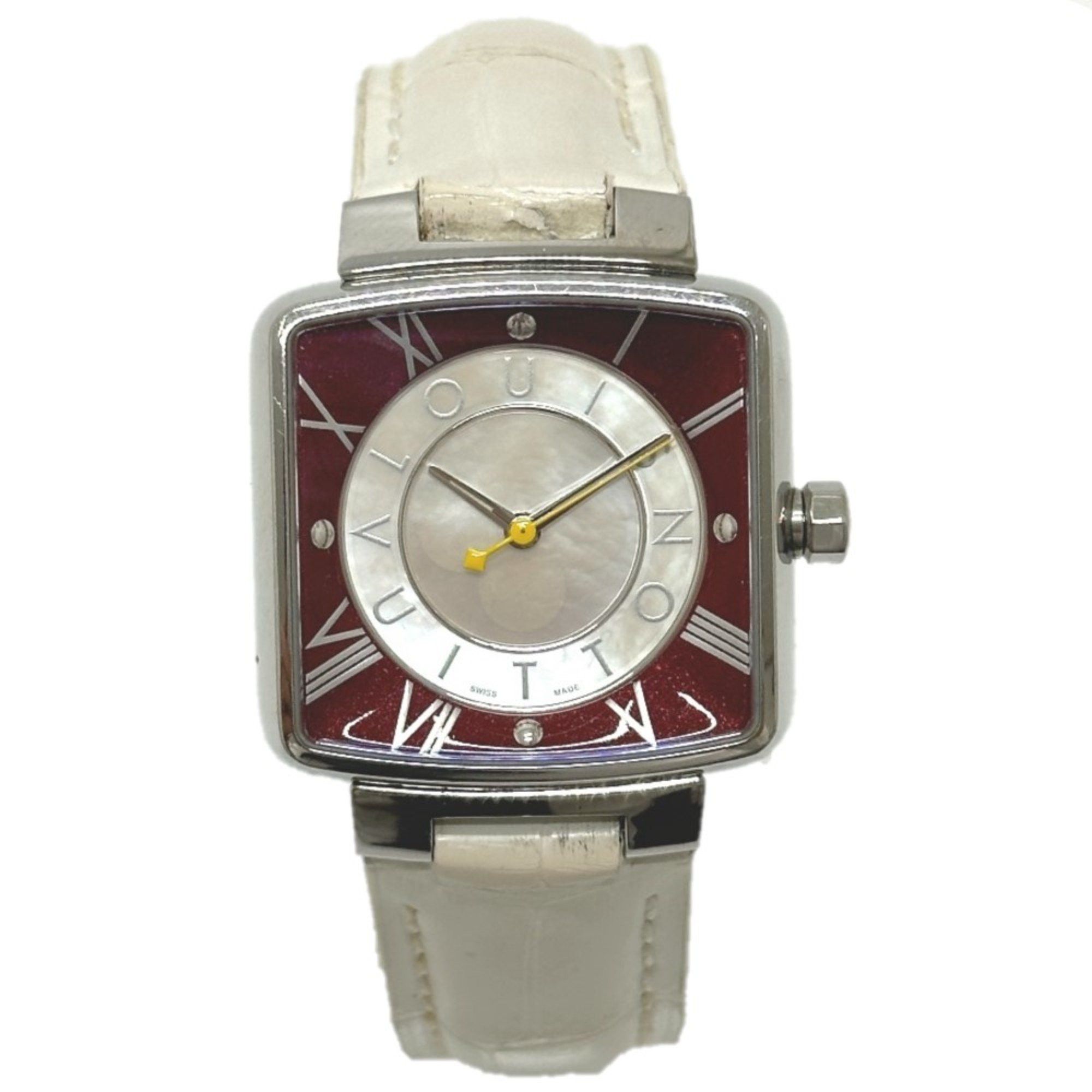 Louis Vuitton Louis Vuitton Q221J Quartz Wristwatch Silver Wine red Based Size ONE SIZE - 1 Thumbnail