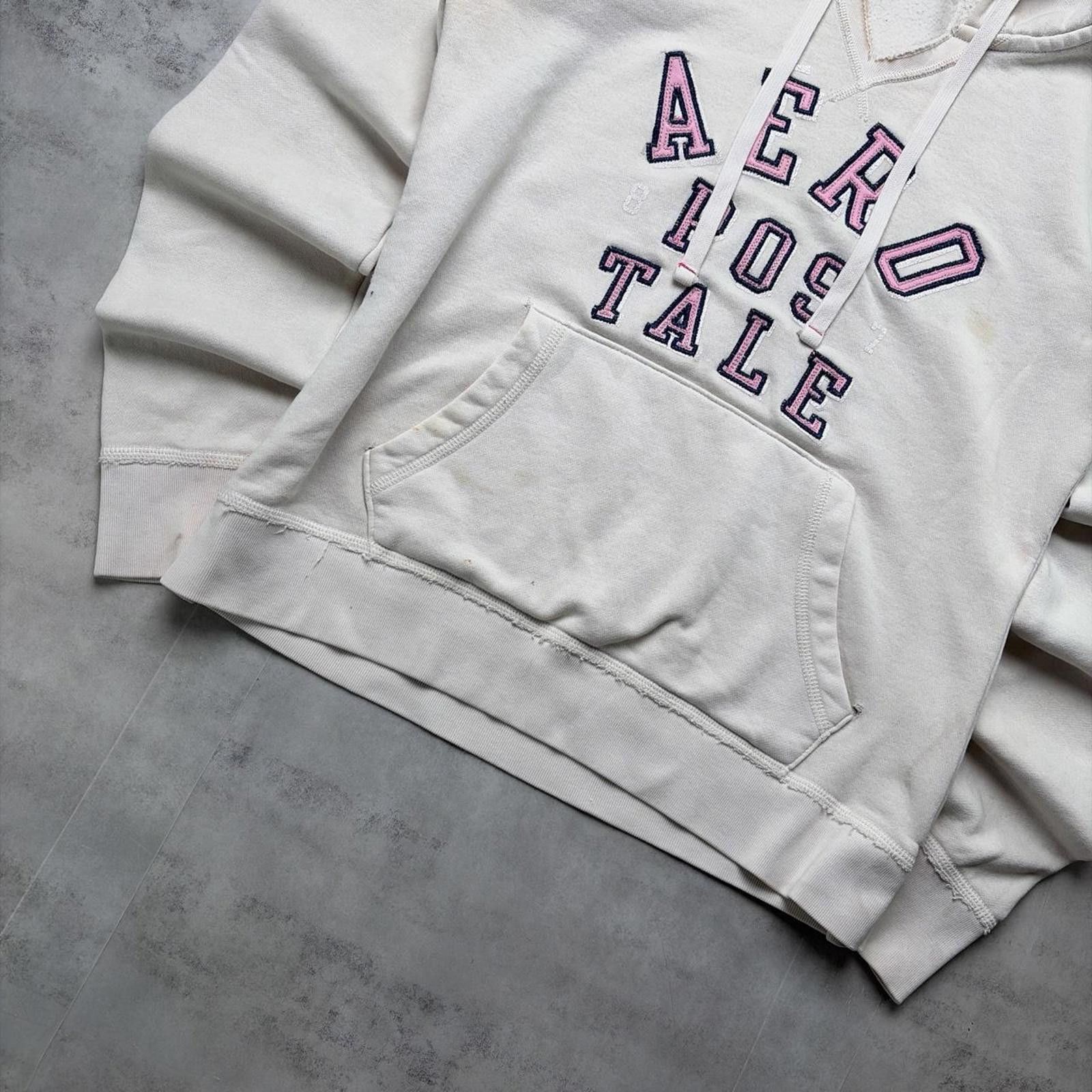 Aeropostale Y2K White Aeropostale Grunge Distressed Thermal Hoodie Size L / US 10 / IT 46 - 4 Thumbnail